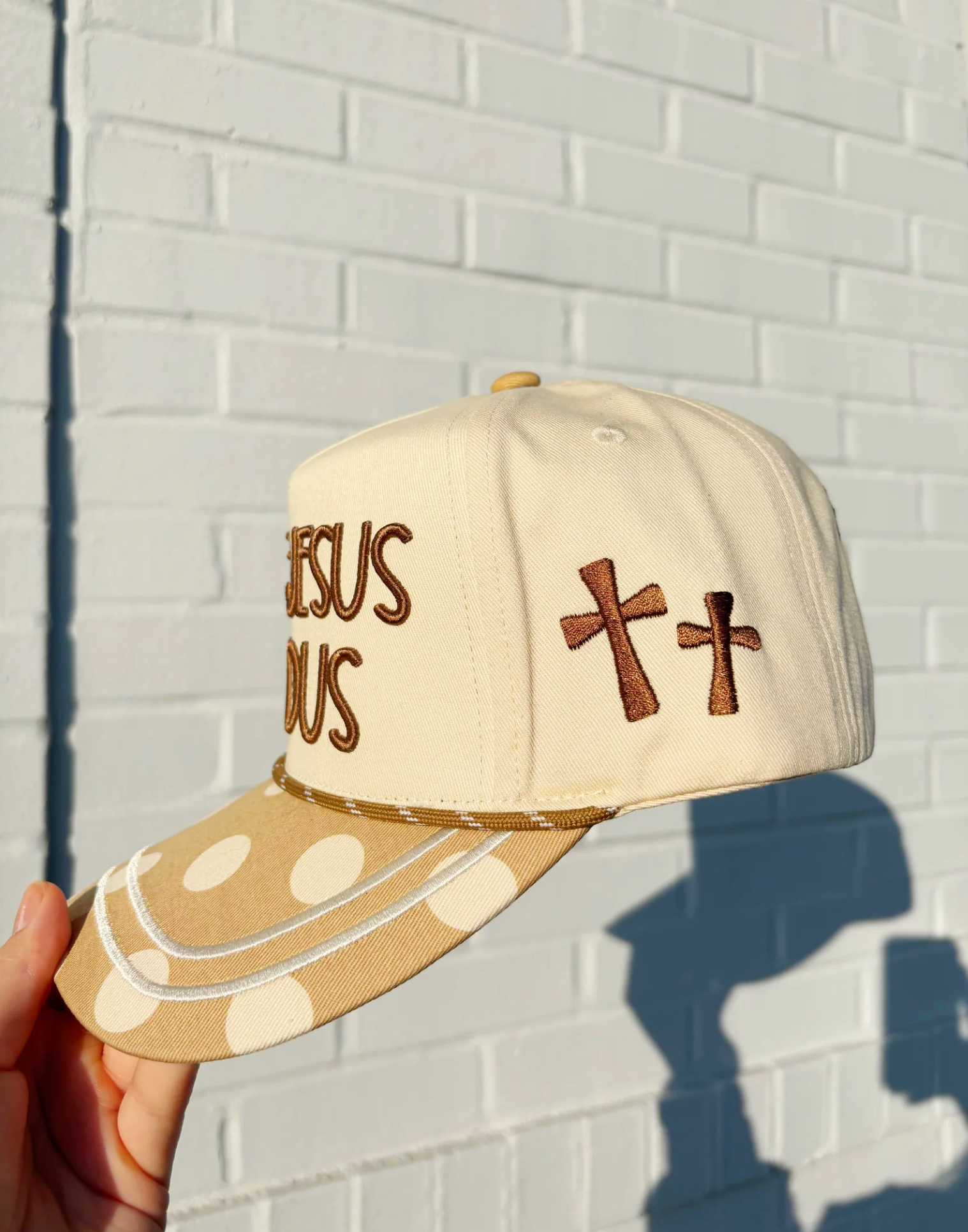 Brown Polka Dot Make Jesus Famous Hat