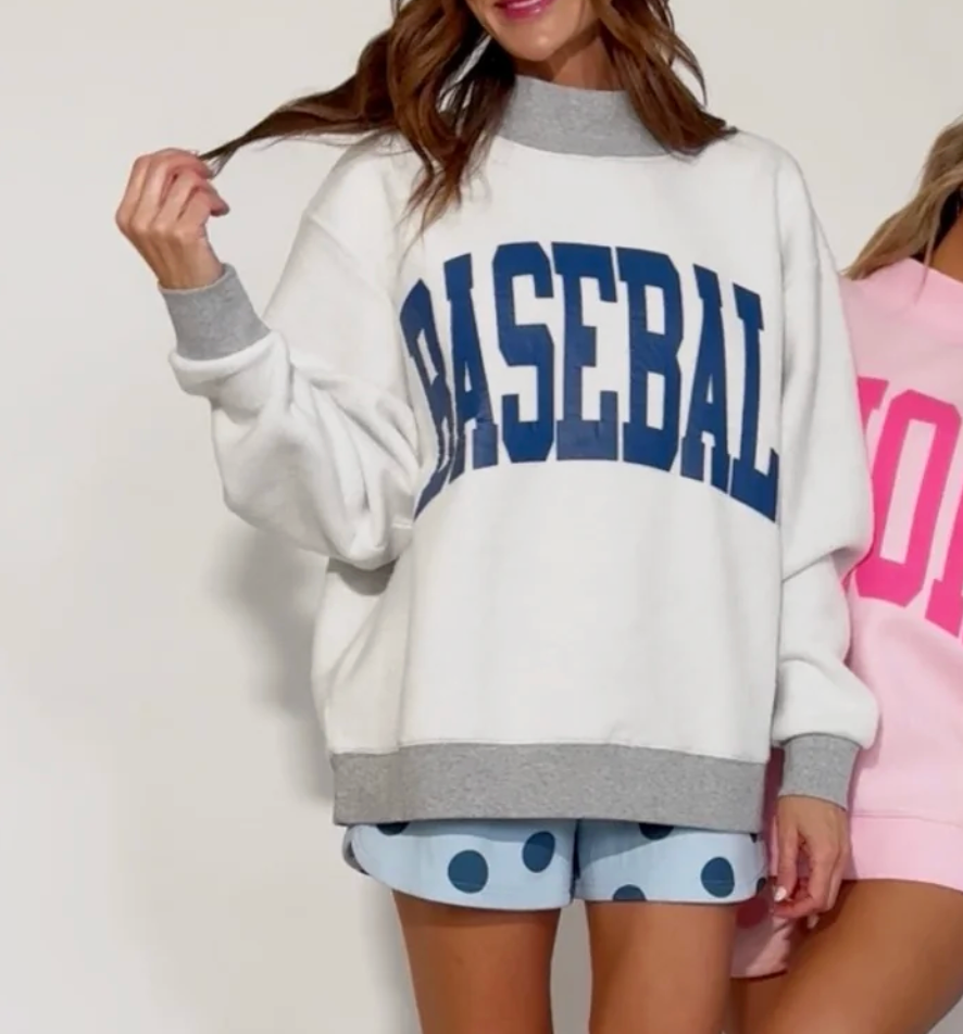 Baseball 2-Sided Mock Sweatshirt