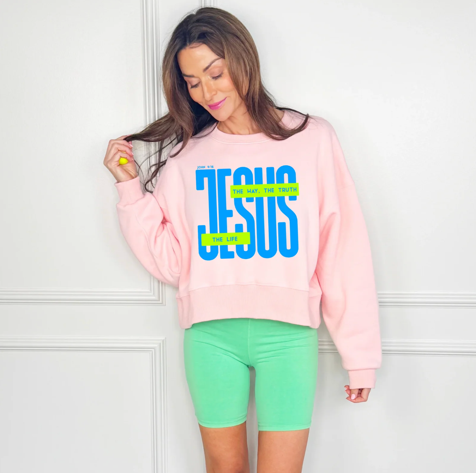 Jesus The Way The Truth The Life Crop Sweatshirt