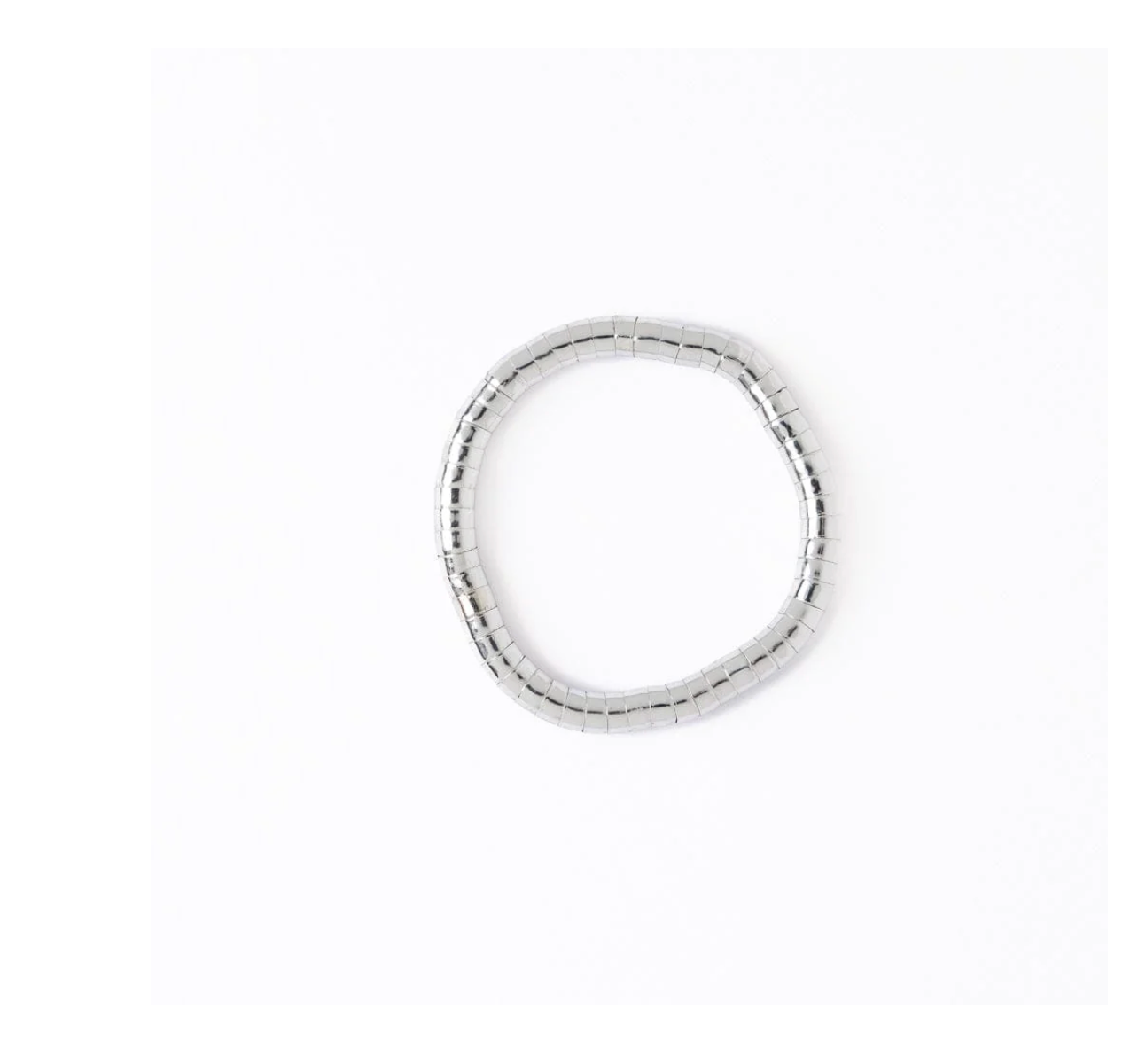 Lucille Round Bead Stretch Bracelet in Silver