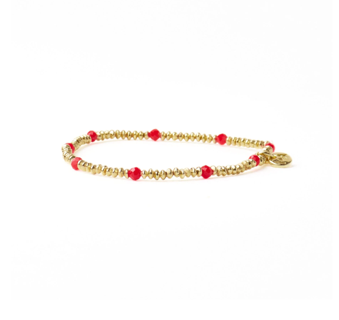 Ashley Crystal Stretch Bracelet Red/Gold