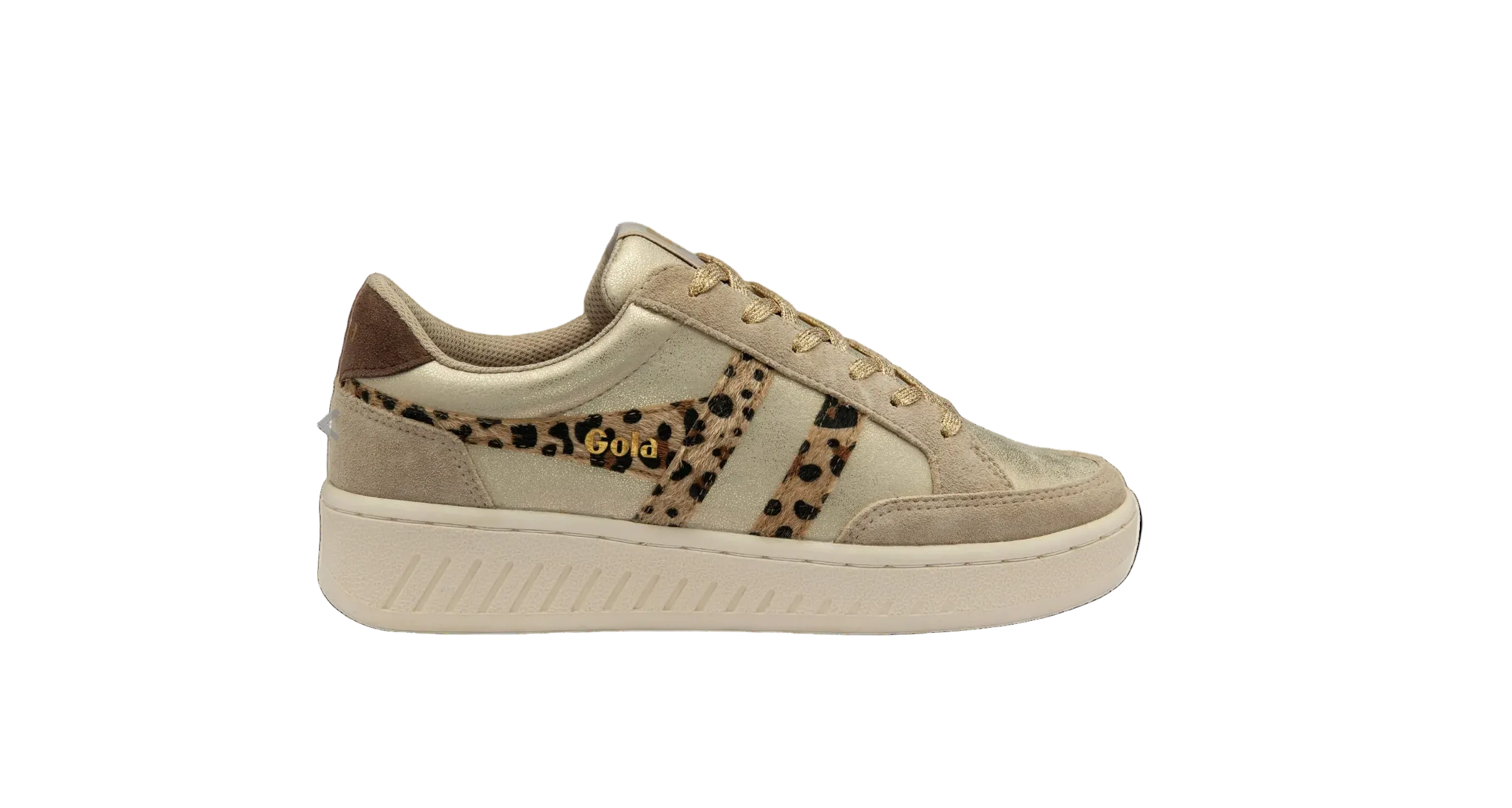 Gola Superslam Blaze Sneakers in Gold/Leopard/Dark Brown