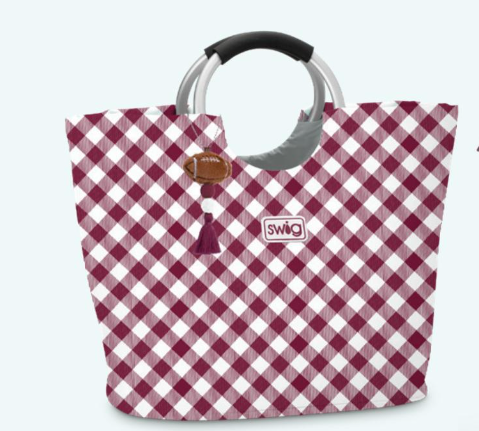 Gameday Gingham Maroon Loopie Tote