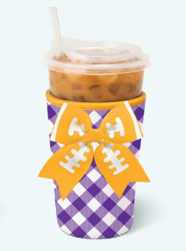 Gameday Gingham Purple/Gold Iced Cup Coolie