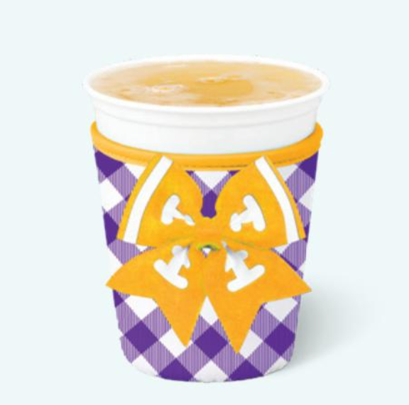 Gameday Gingham Purple/Gold Iced Cup Coolie