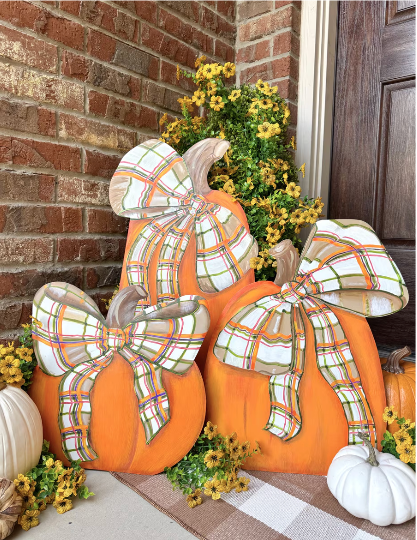 Large Modern Plaid Pumpkin