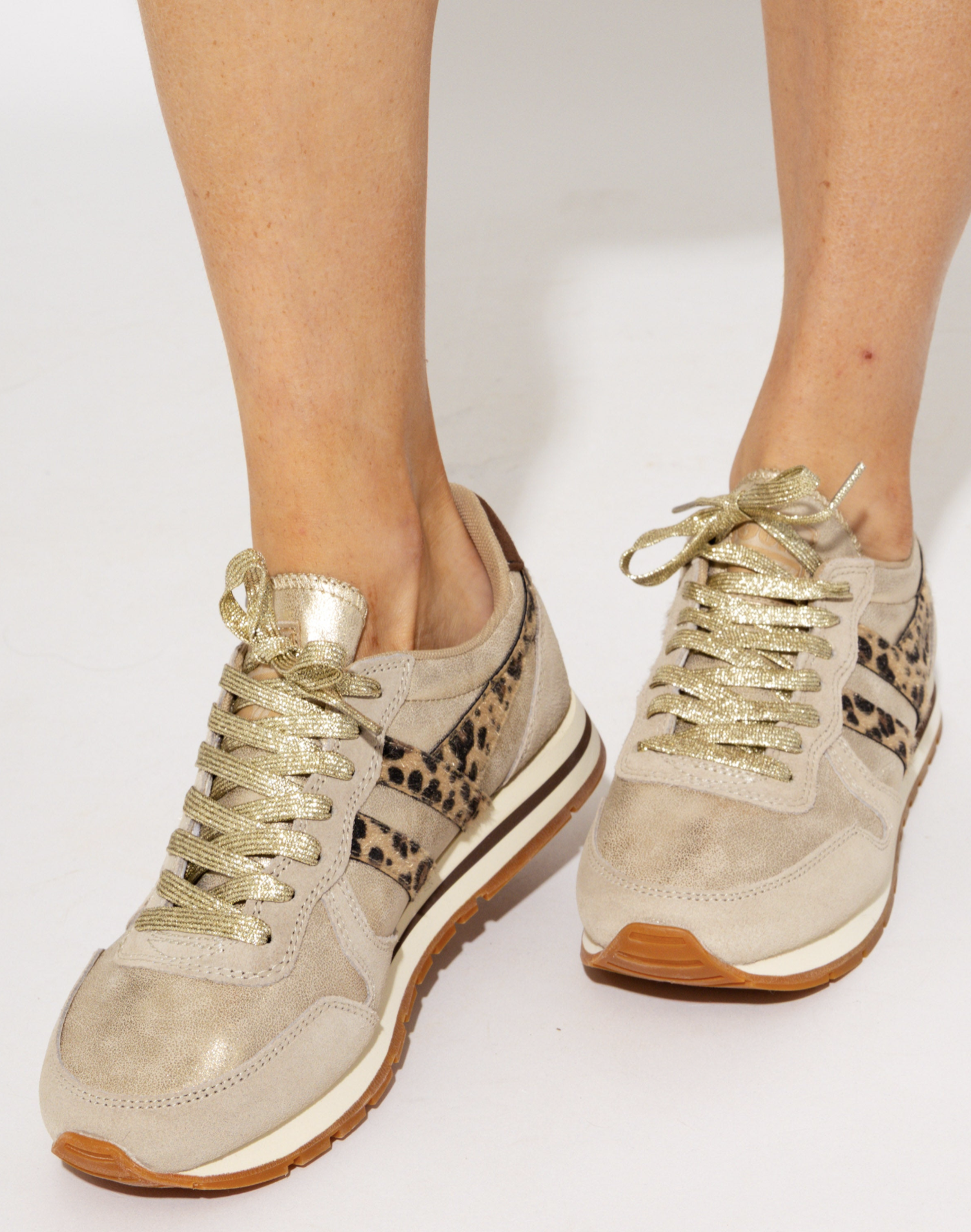 Gola Daytona Blaze II Sneakers in Gold/Leopard/Dark Brown