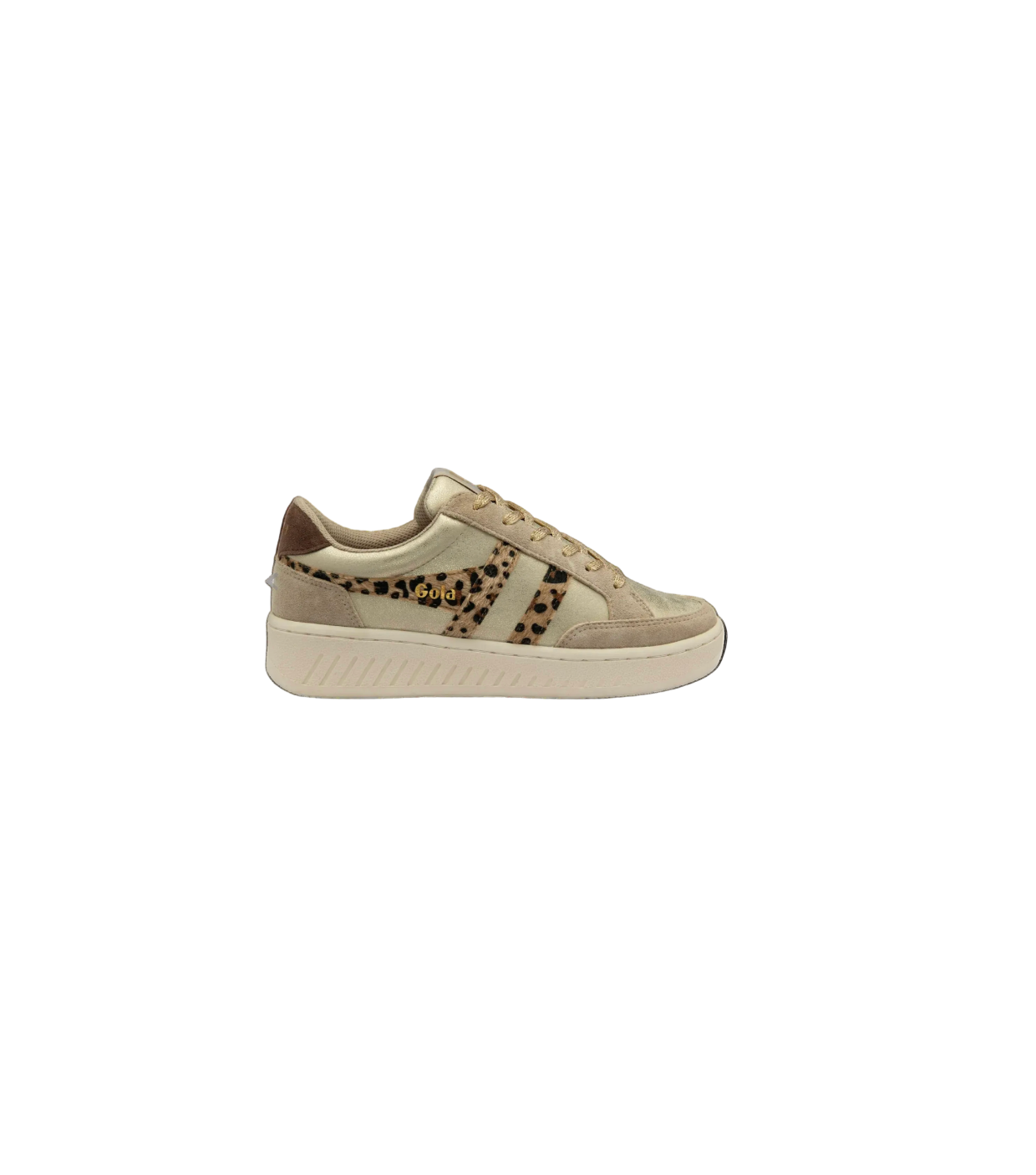 Gola Superslam Blaze Sneakers in Gold/Leopard/Dark Brown
