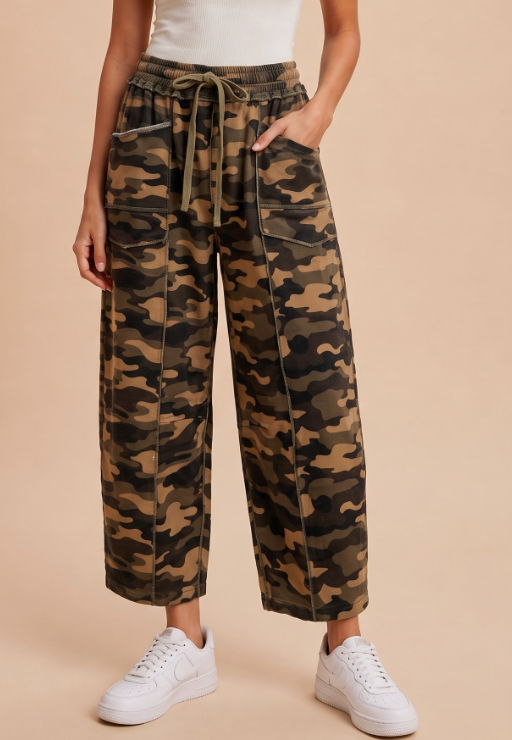 Printed Barrel Fit Utility Knit Pants