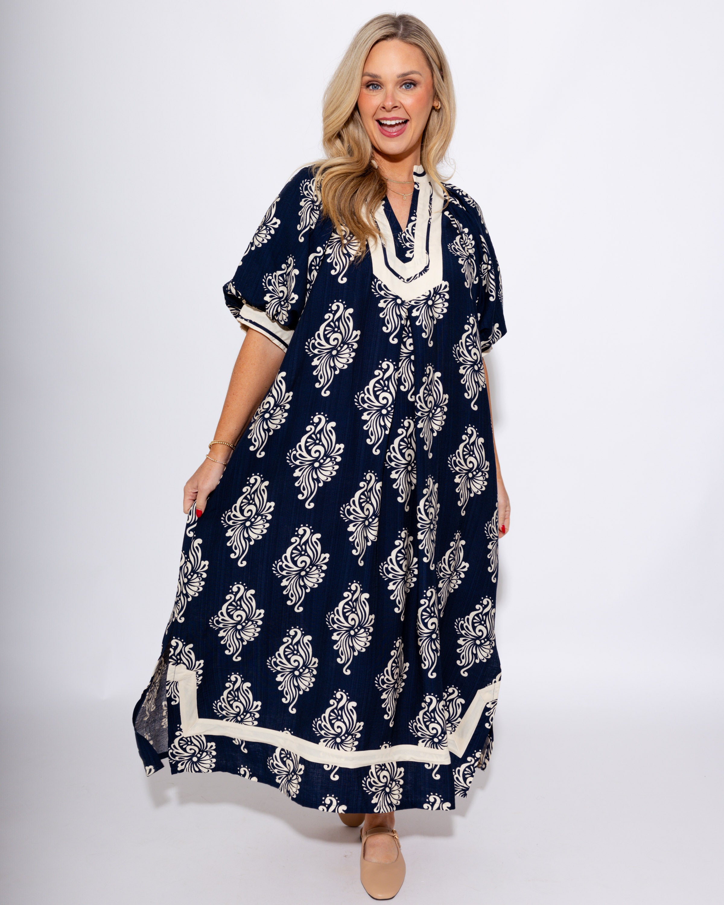 Abstract Print Midi Dress