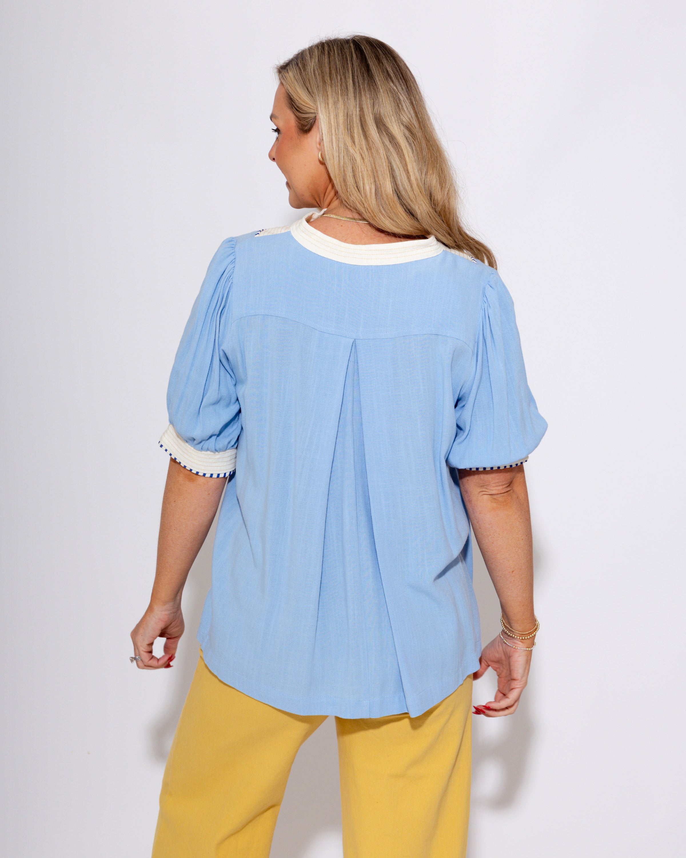 V-Neck Contrast Trim Top