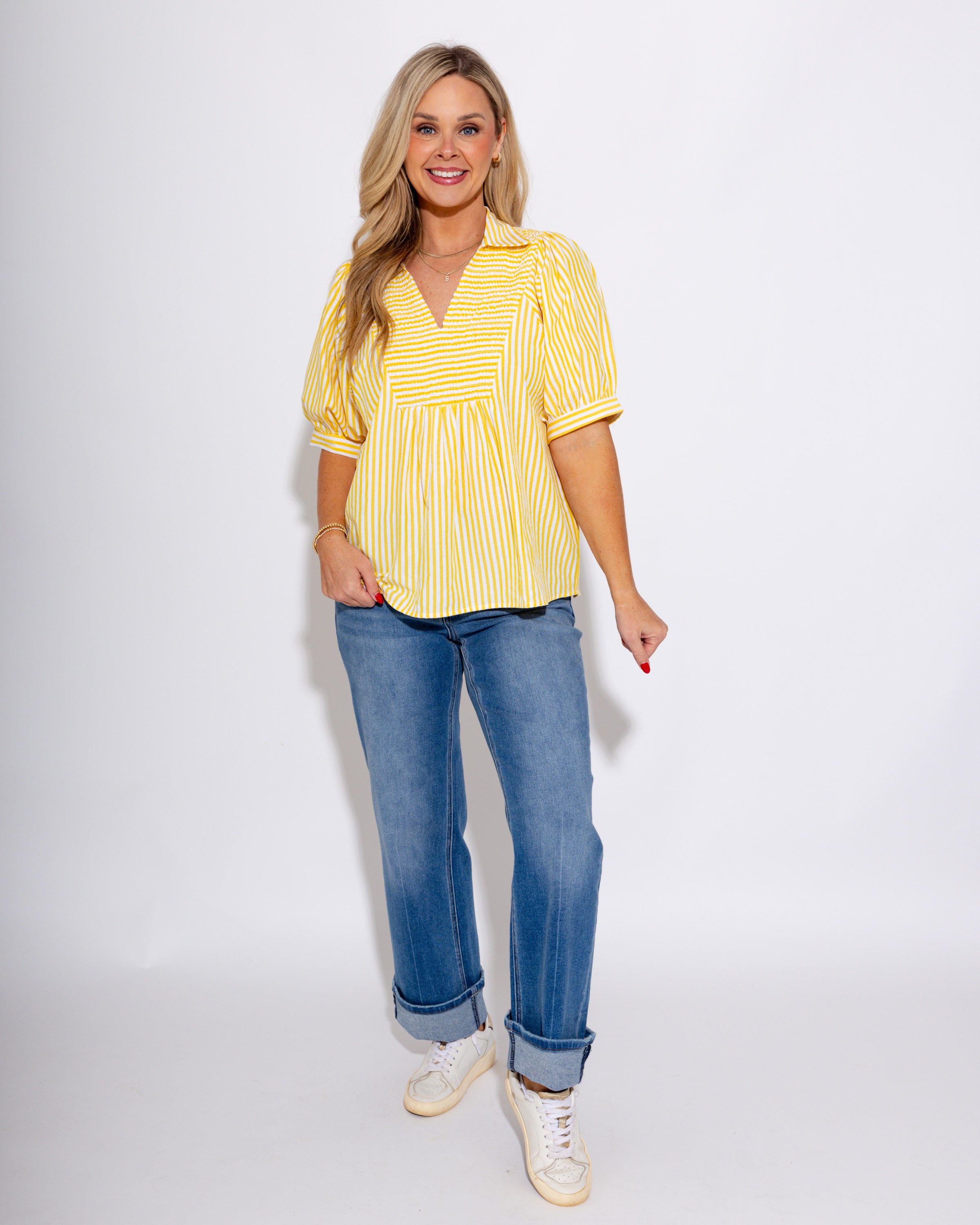 Sunny Stripe Puff Sleeve Top