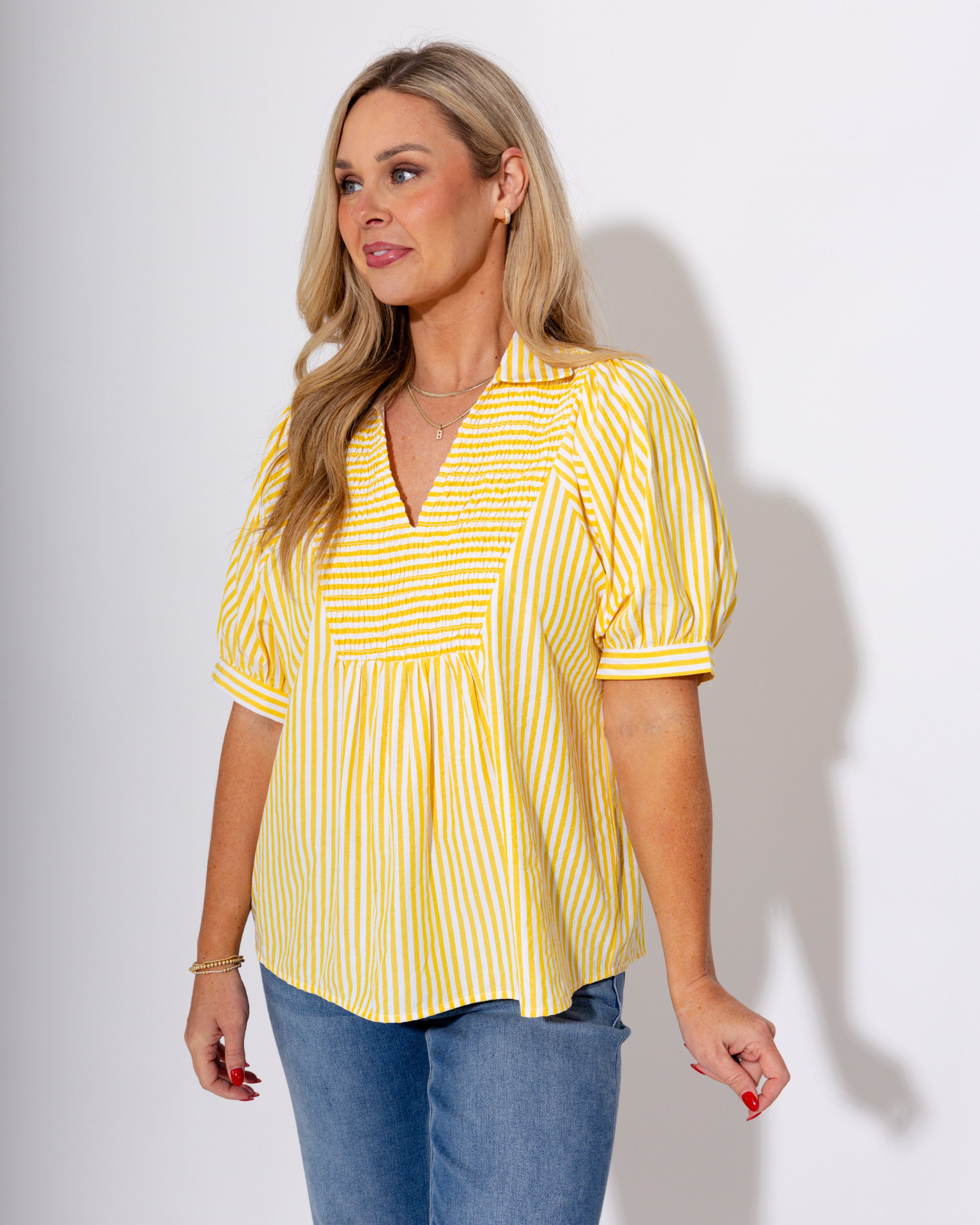 Sunny Stripe Puff Sleeve Top