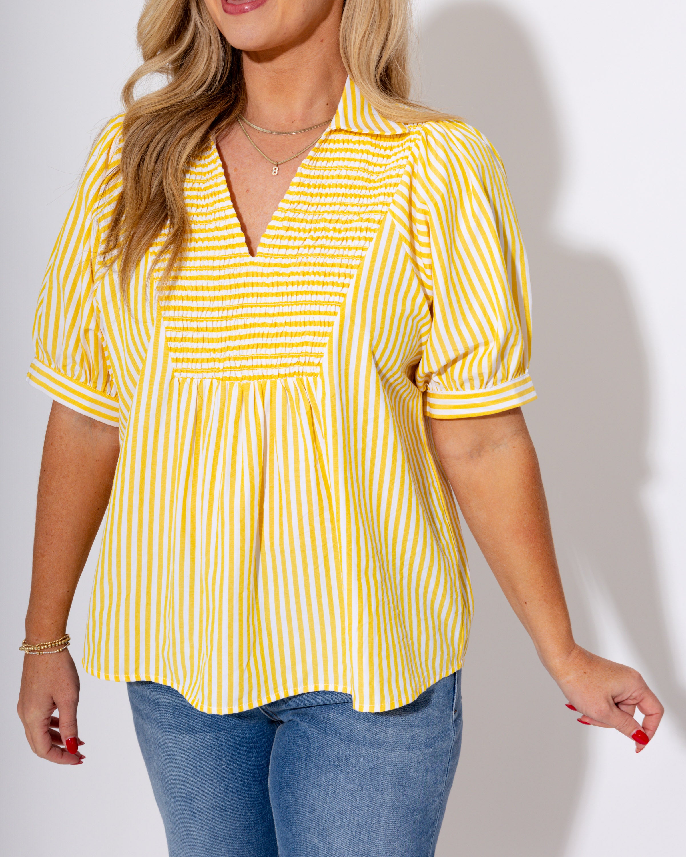 Sunny Stripe Puff Sleeve Top