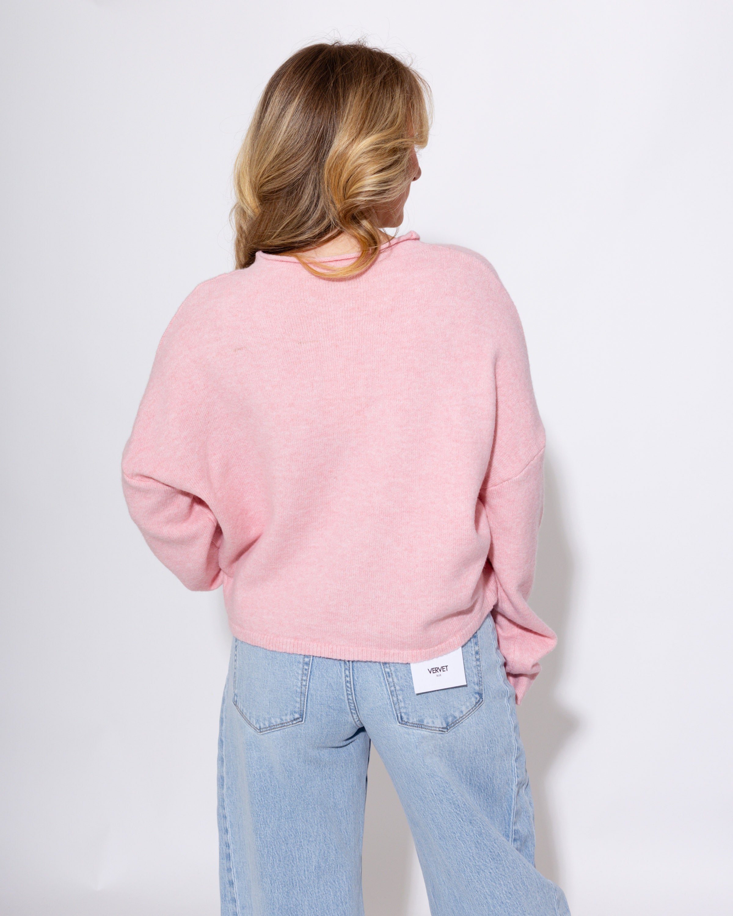 Classic Button Up Cardigan in Baby Pink