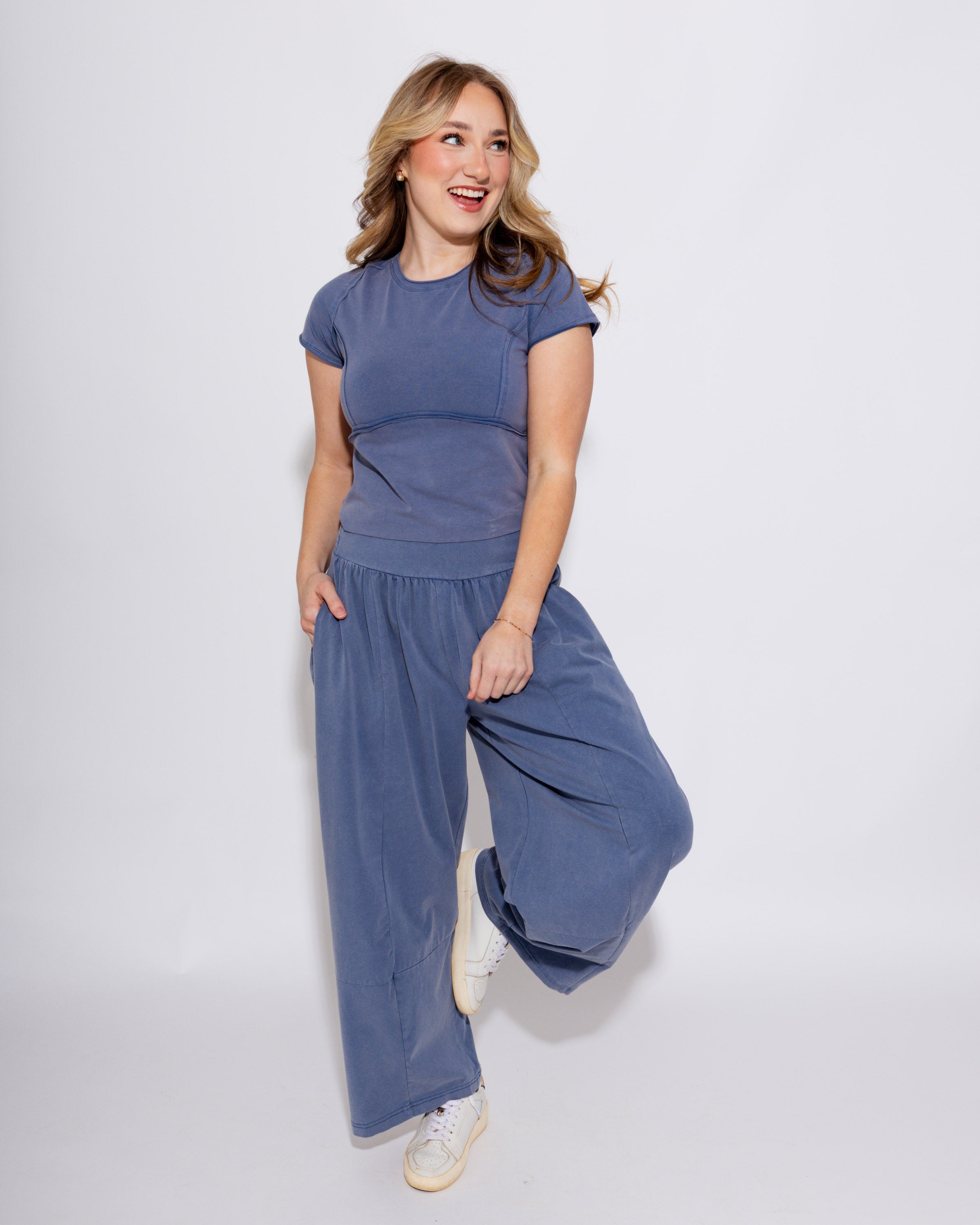 Mineral Washed Wide Leg Pants