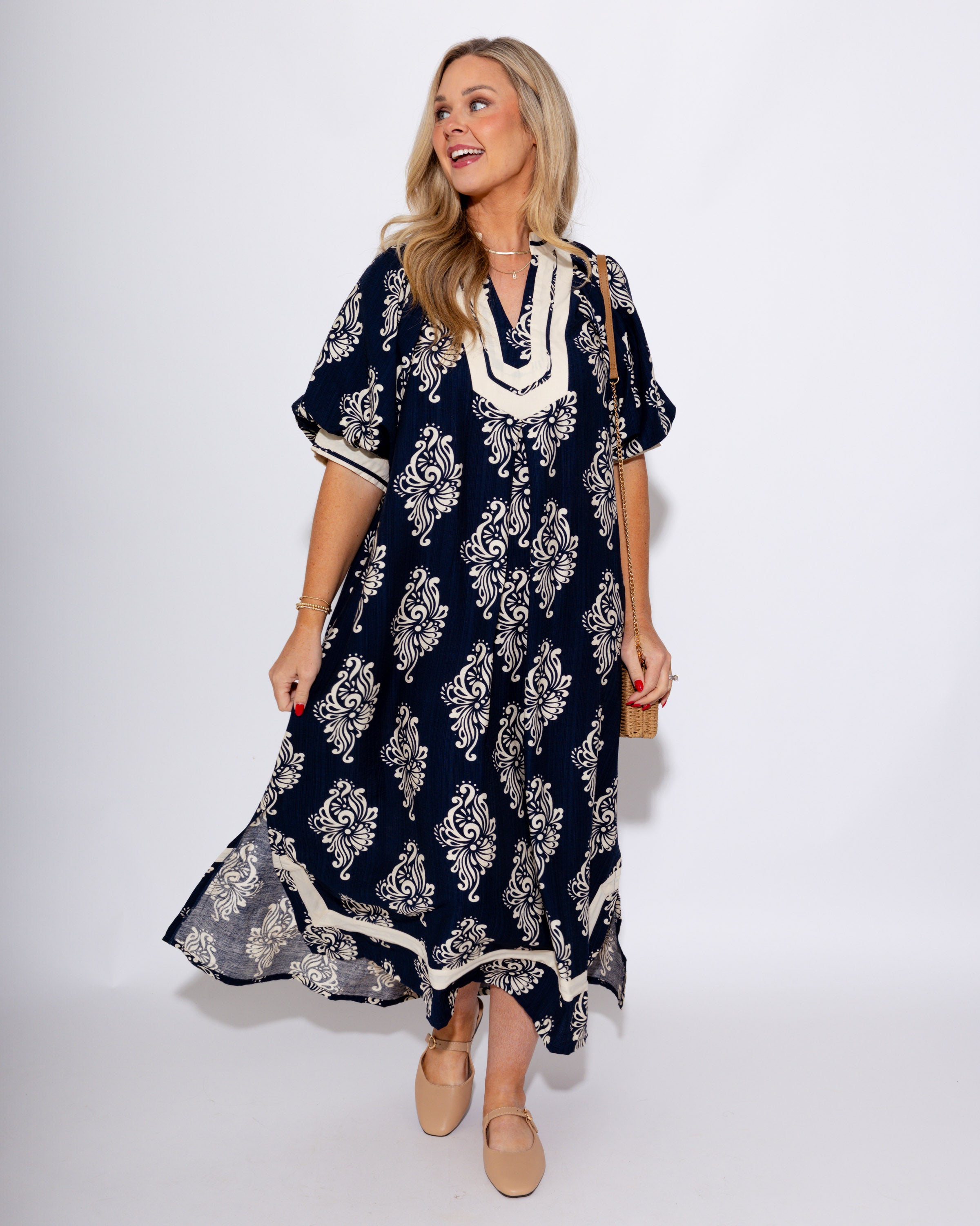 Abstract Print Midi Dress