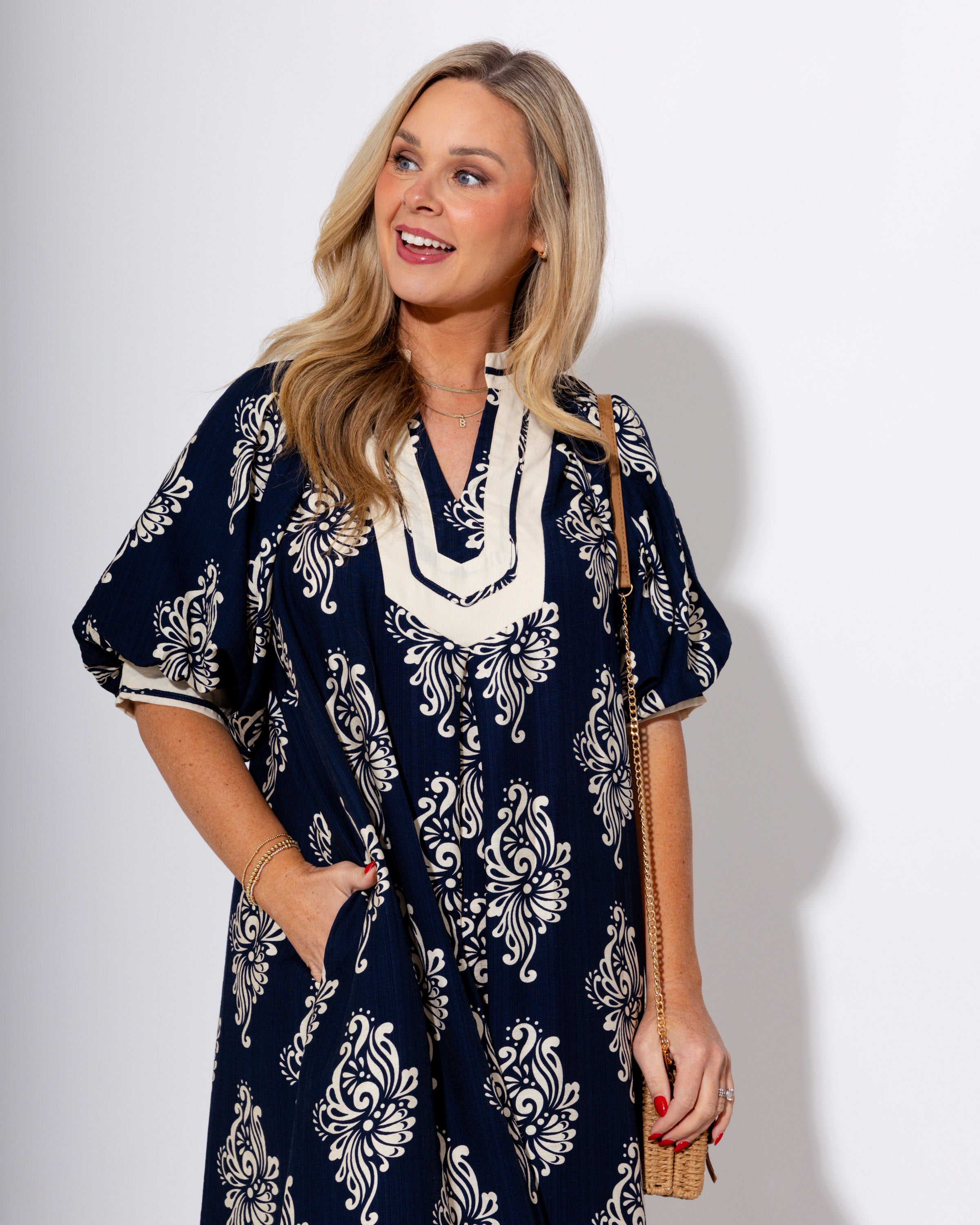 Abstract Print Midi Dress