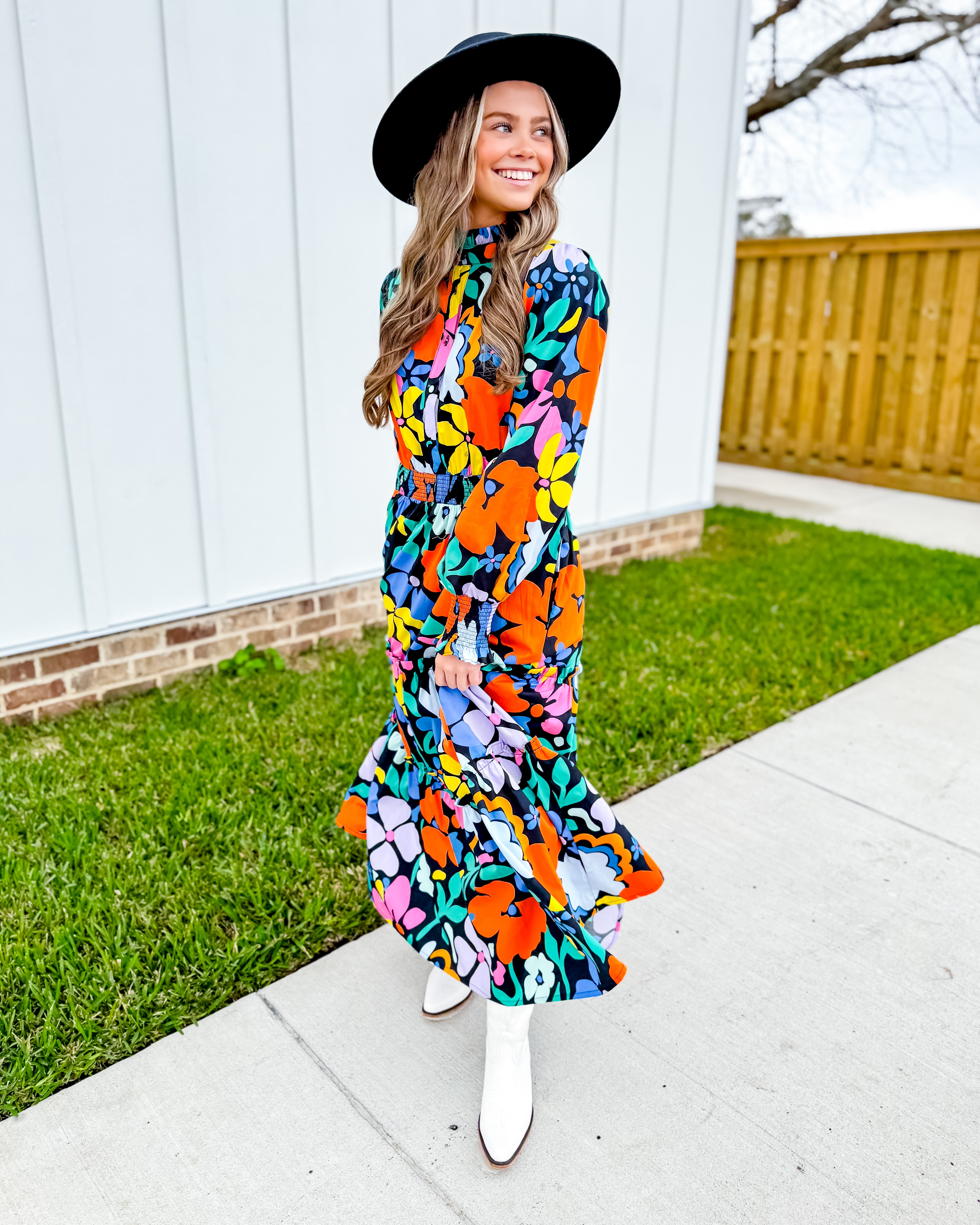 Floral Poplin Maxi Dress