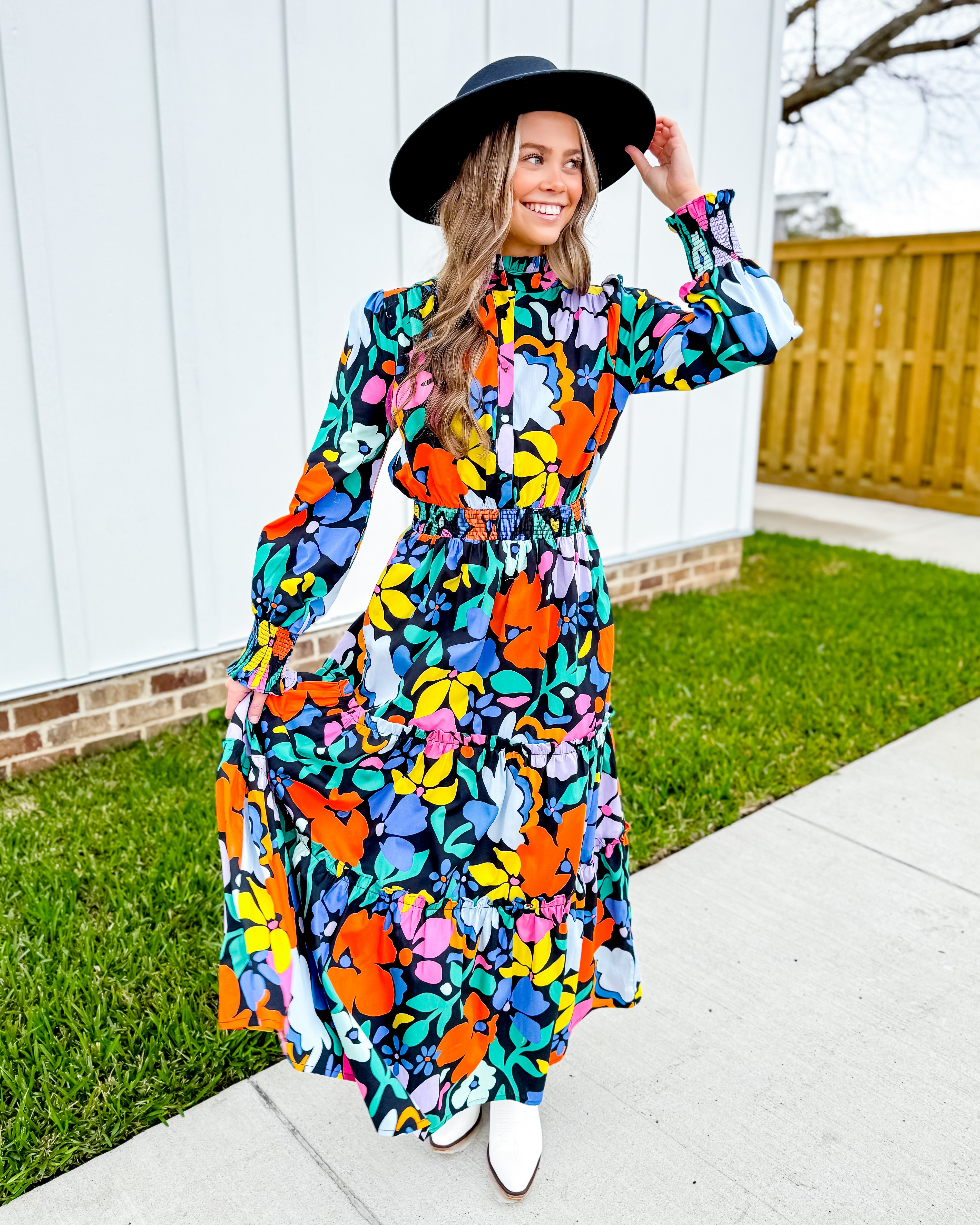 Floral Poplin Maxi Dress