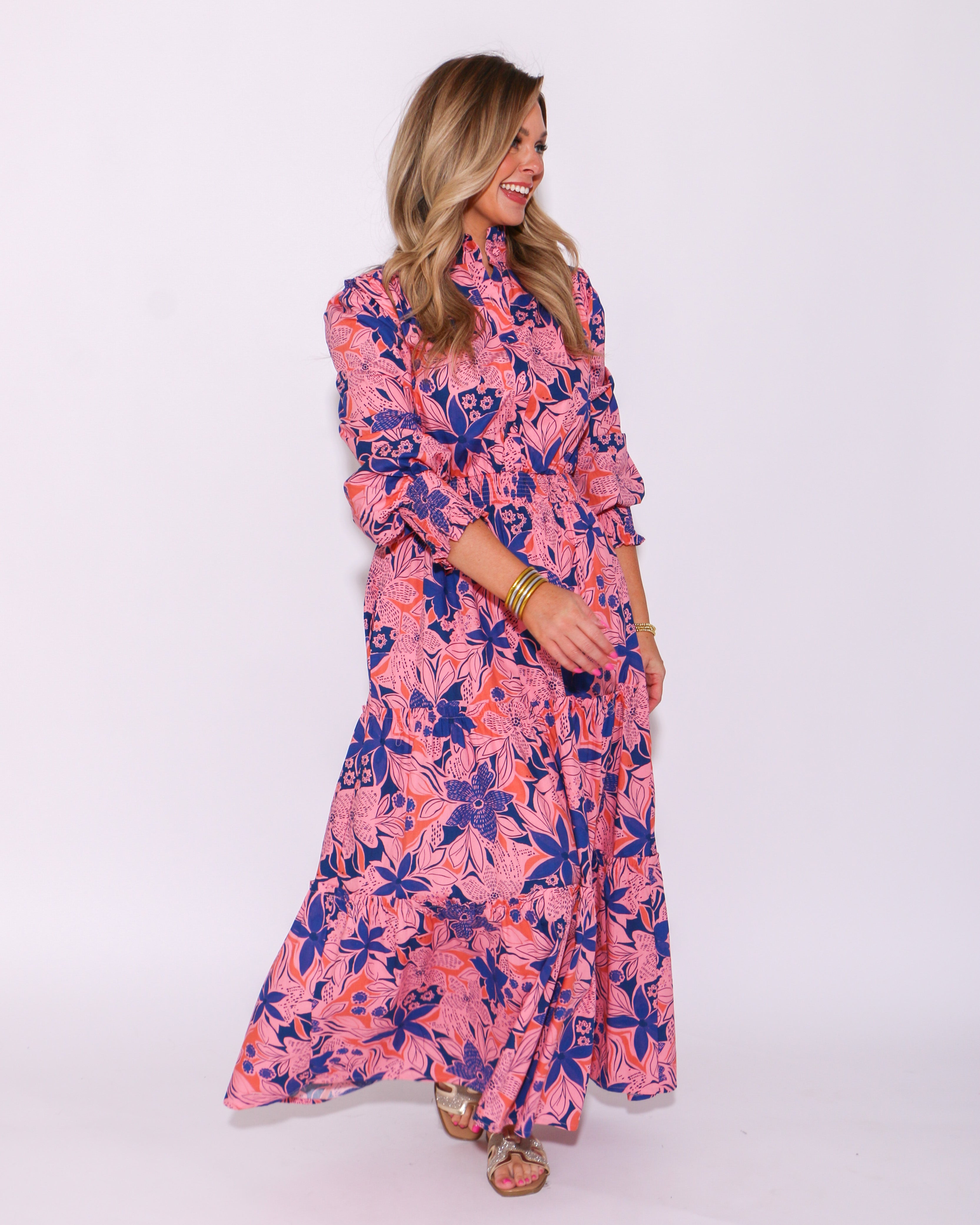 Floral Poplin Tier Maxi Dress