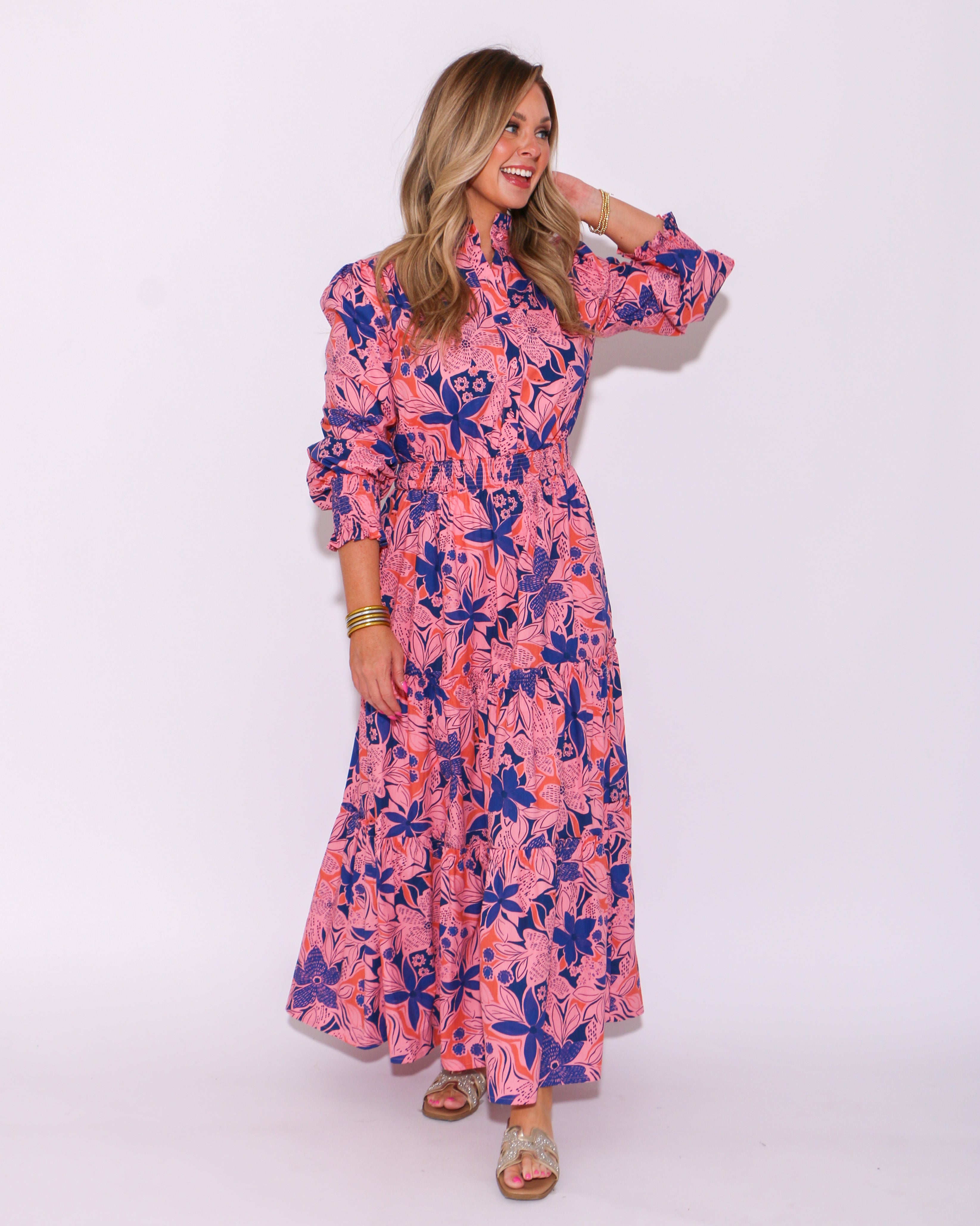 Floral Poplin Tier Maxi Dress