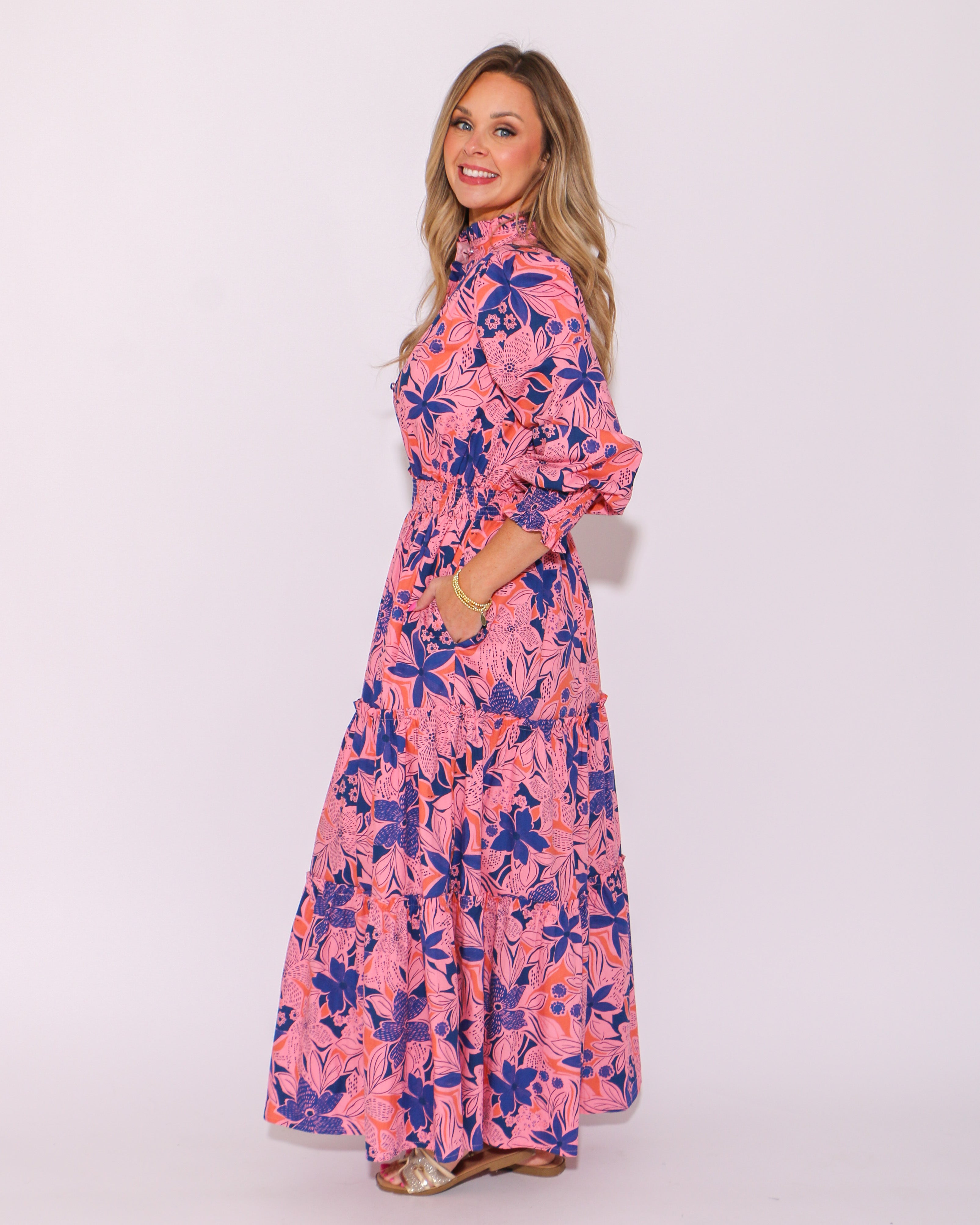 Floral Poplin Tier Maxi Dress