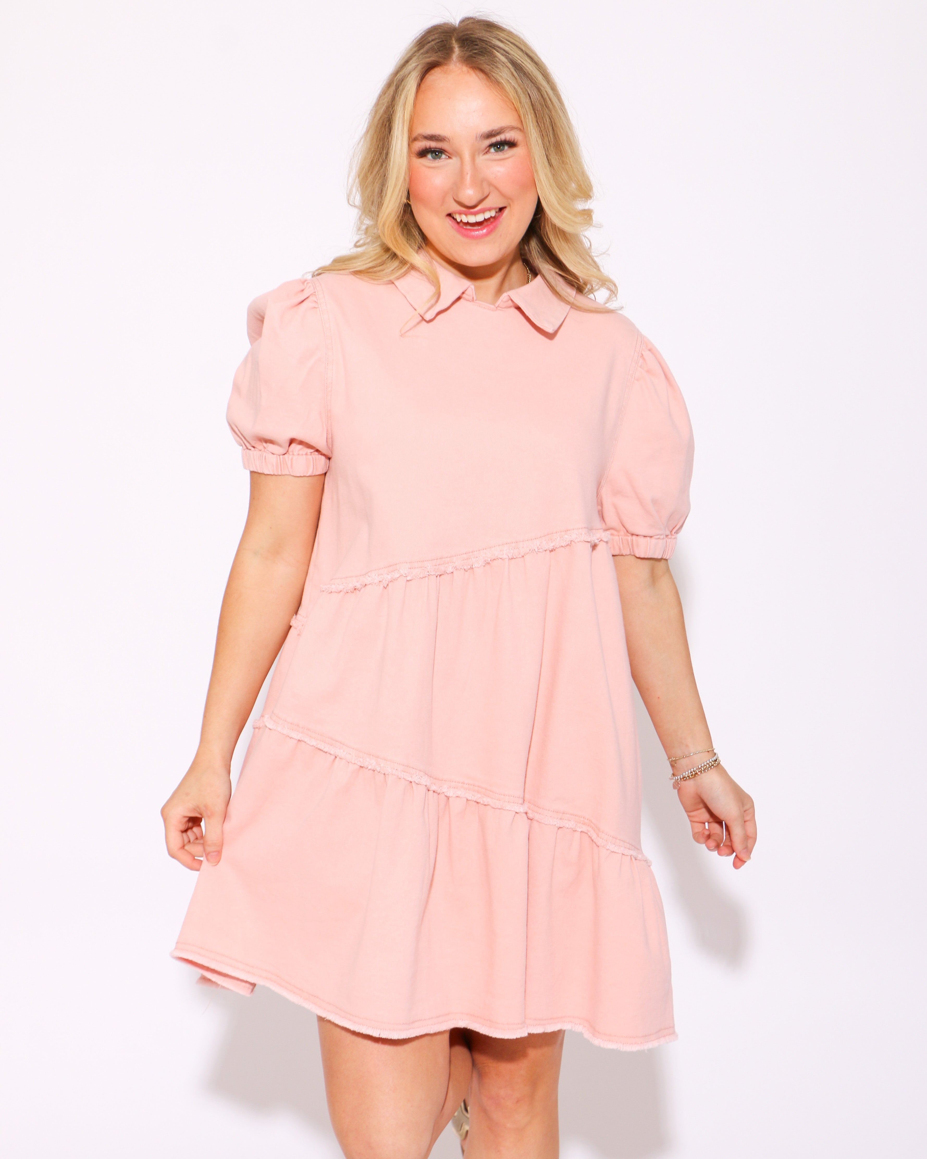 Tiered Grace Pink Mini Dress