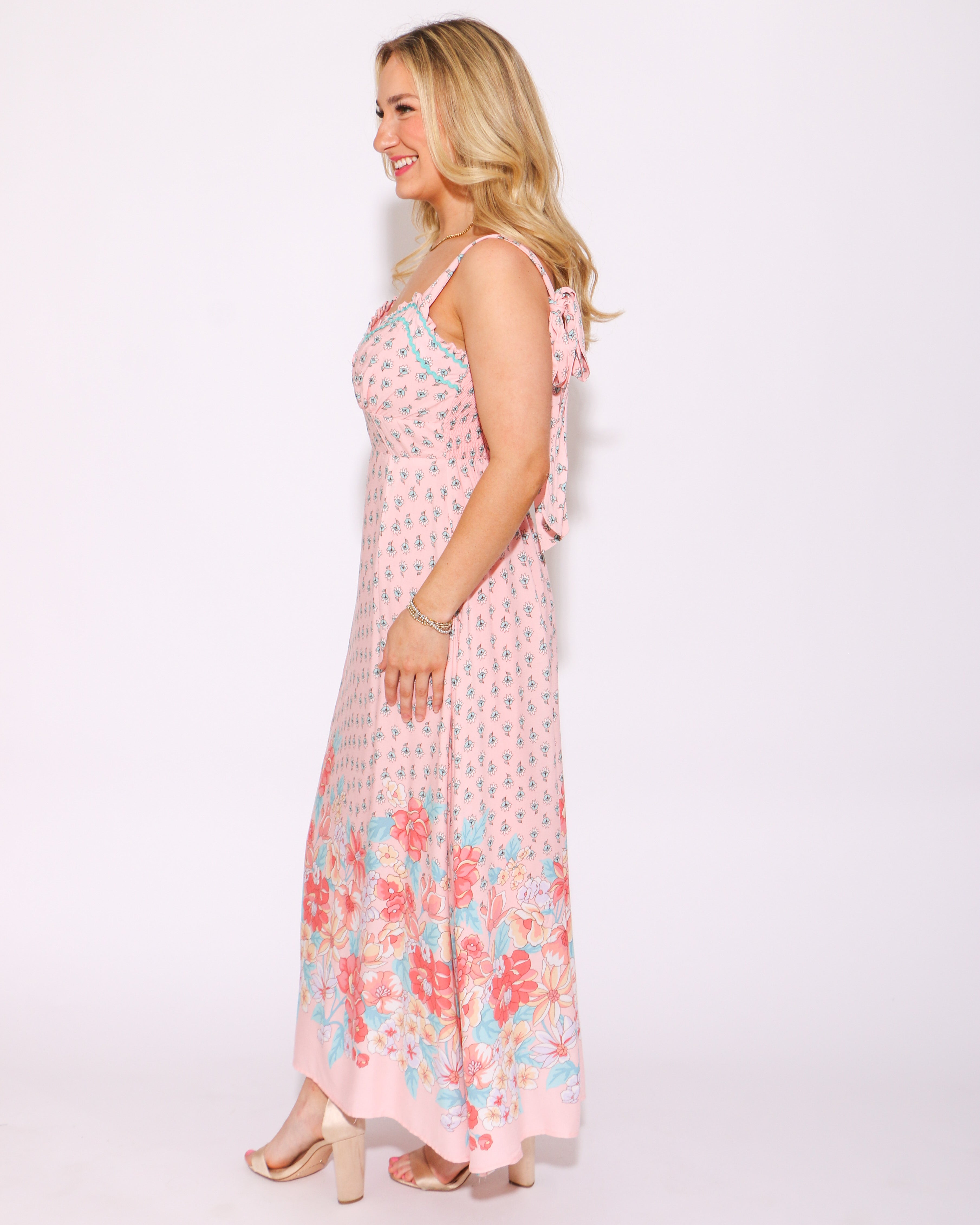Trimmed in Floral Ric Rac Midi Dress