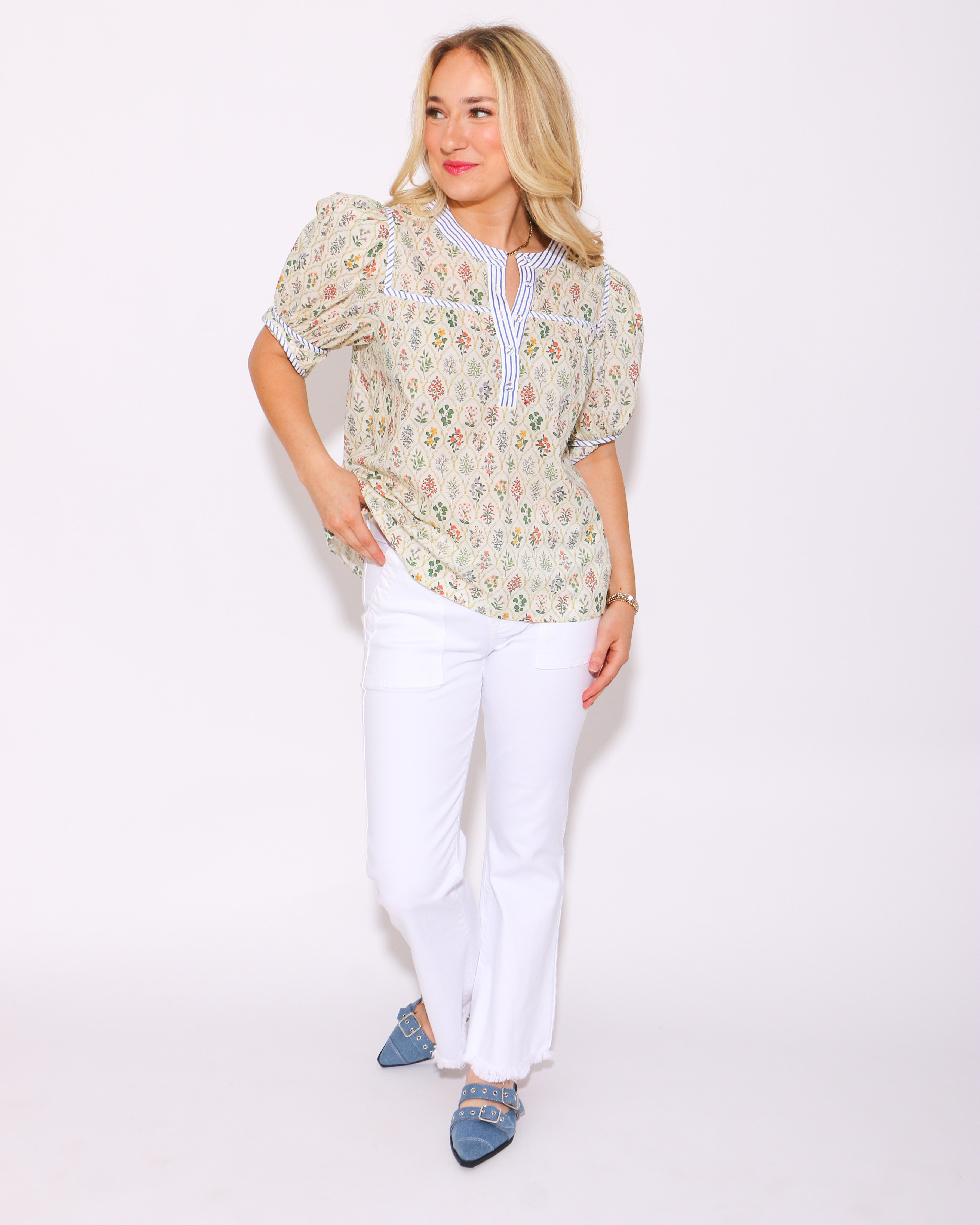 The Usual Buckle Mule in Blue Denim