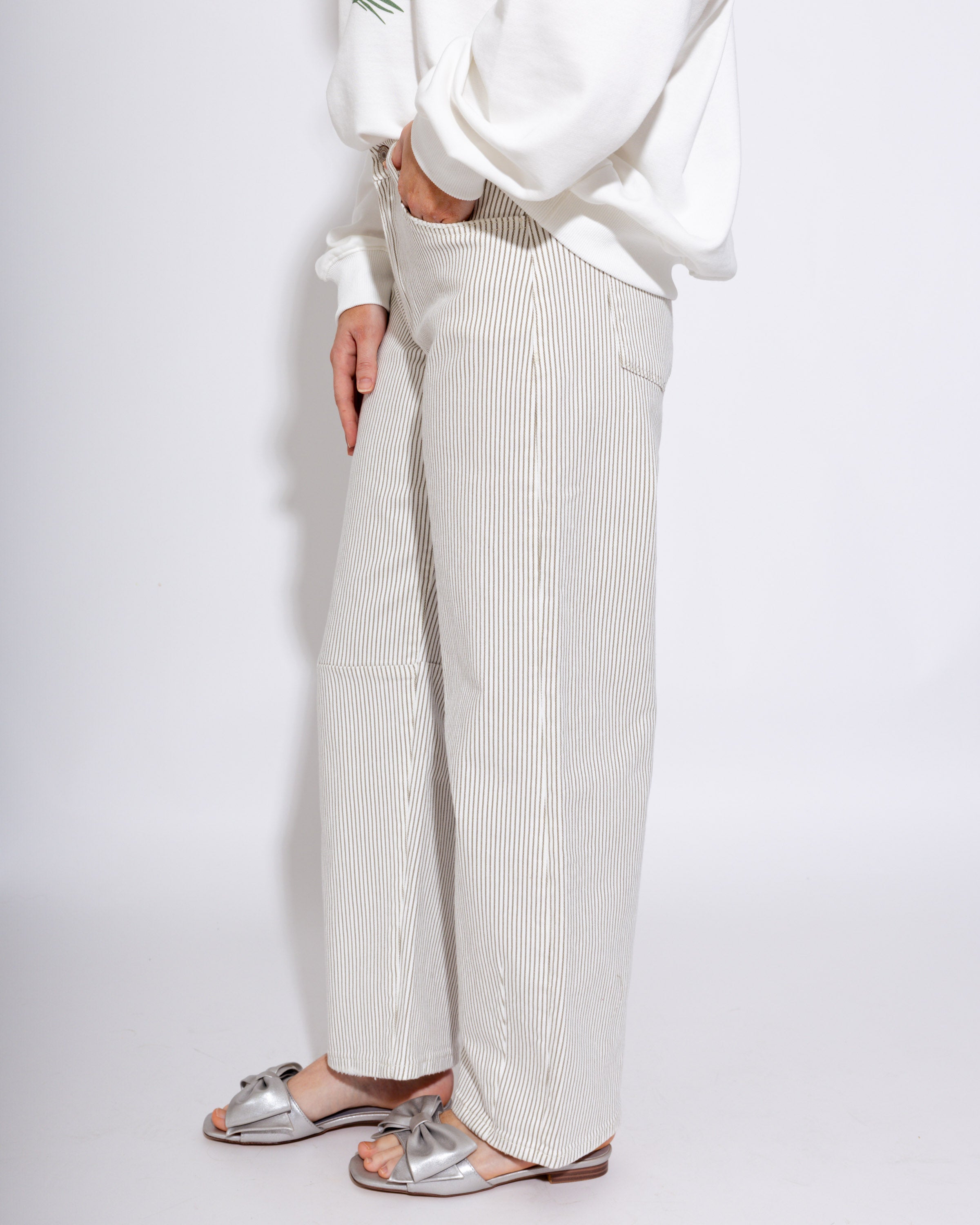Vervet | High Rise Striped Crop Barrel Jeans