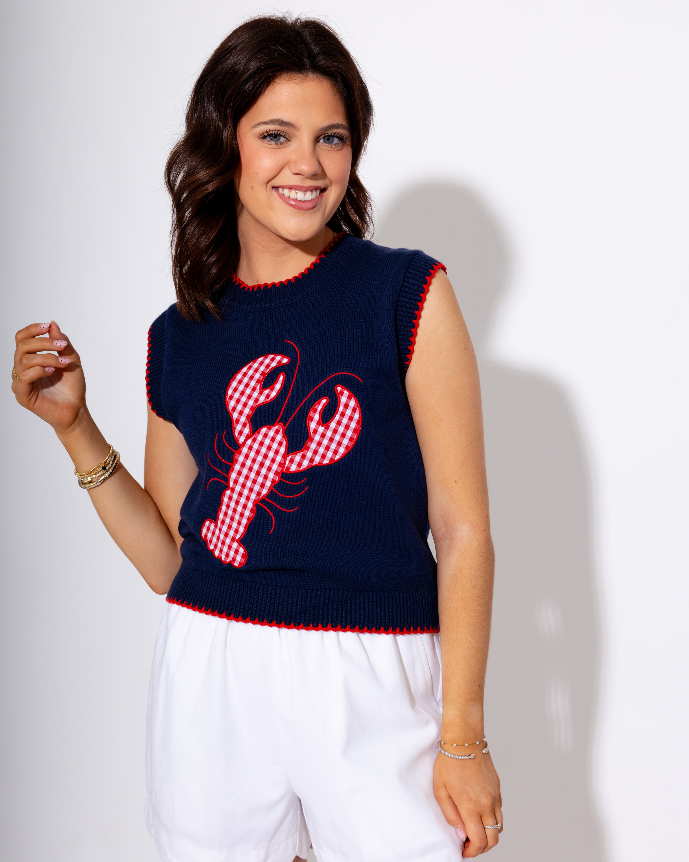 Crawfish Graphic Contrast Trim Top