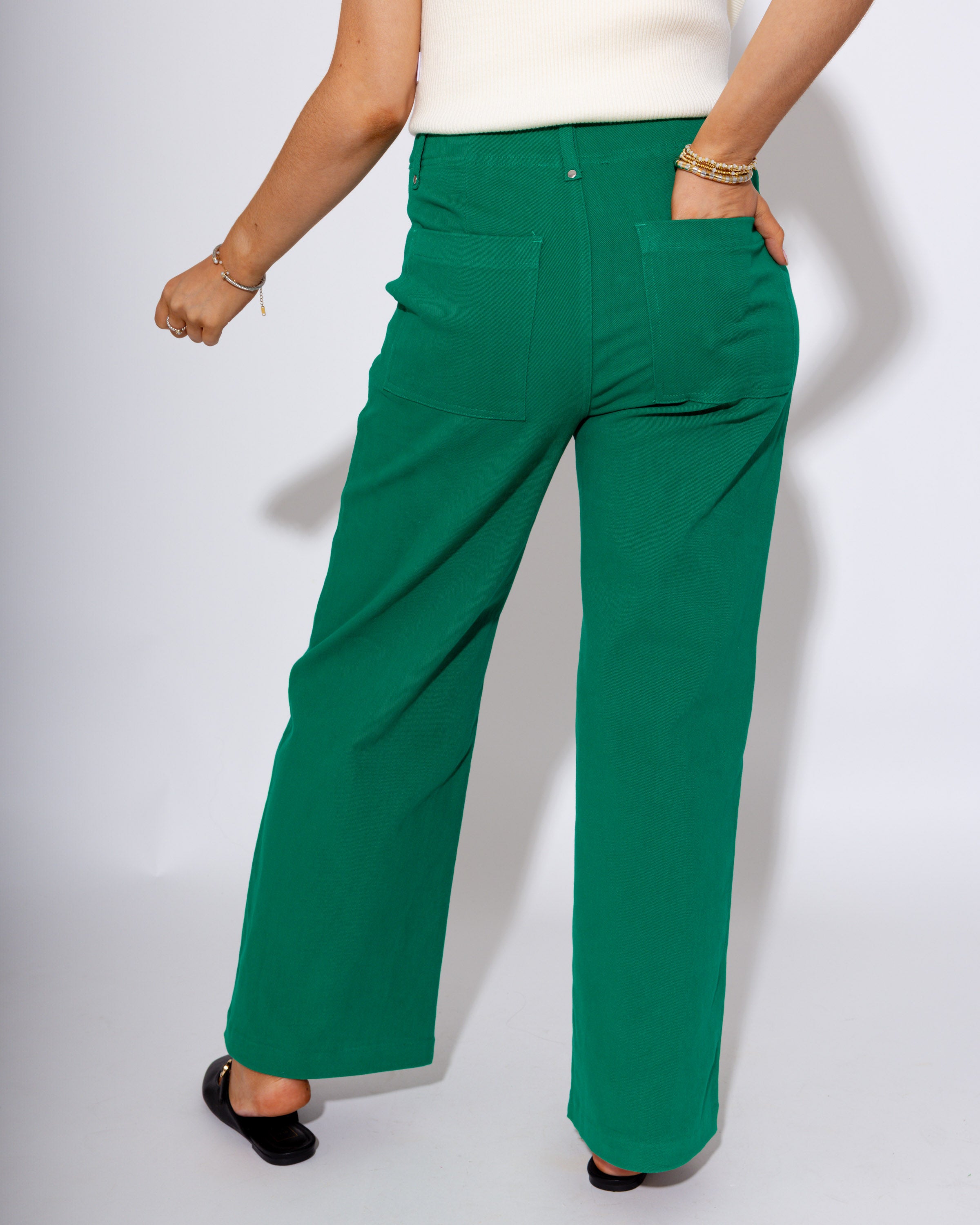 The Tailored Wide Leg Pant in Green