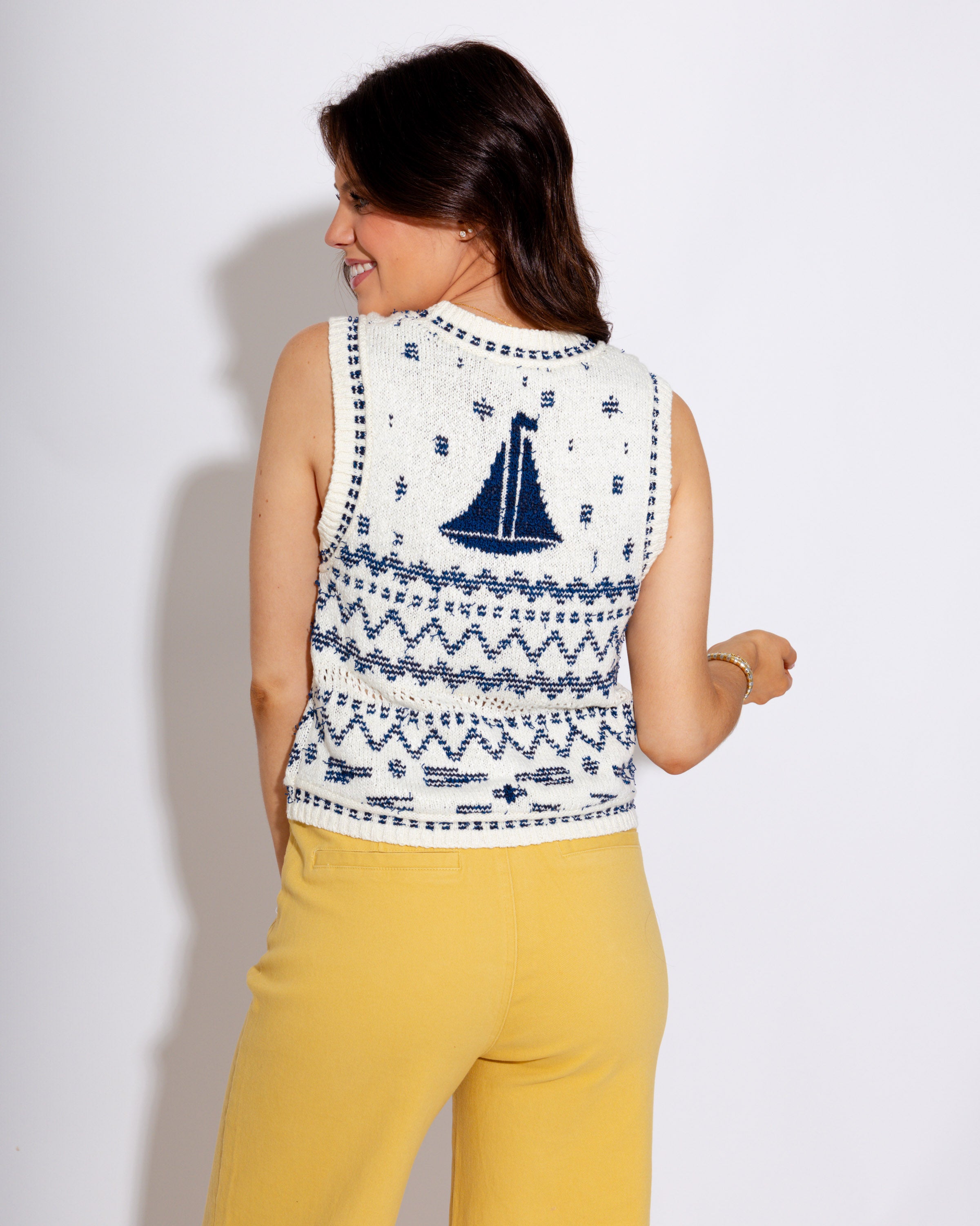 Sailboat Button-Down Vest