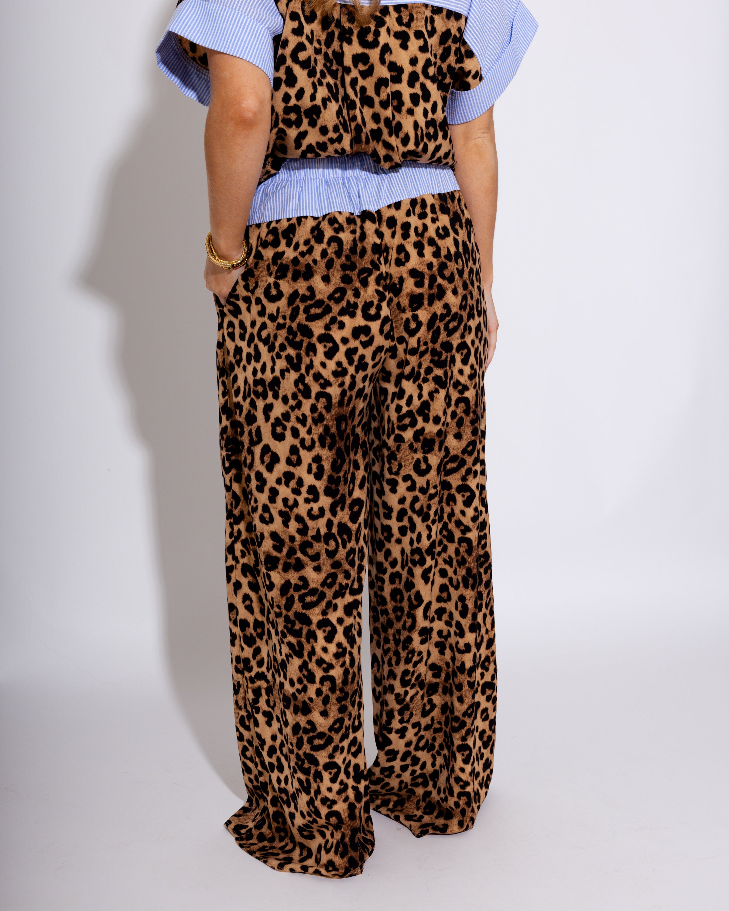 Leopard Shirt & Wide Leg Pants Set