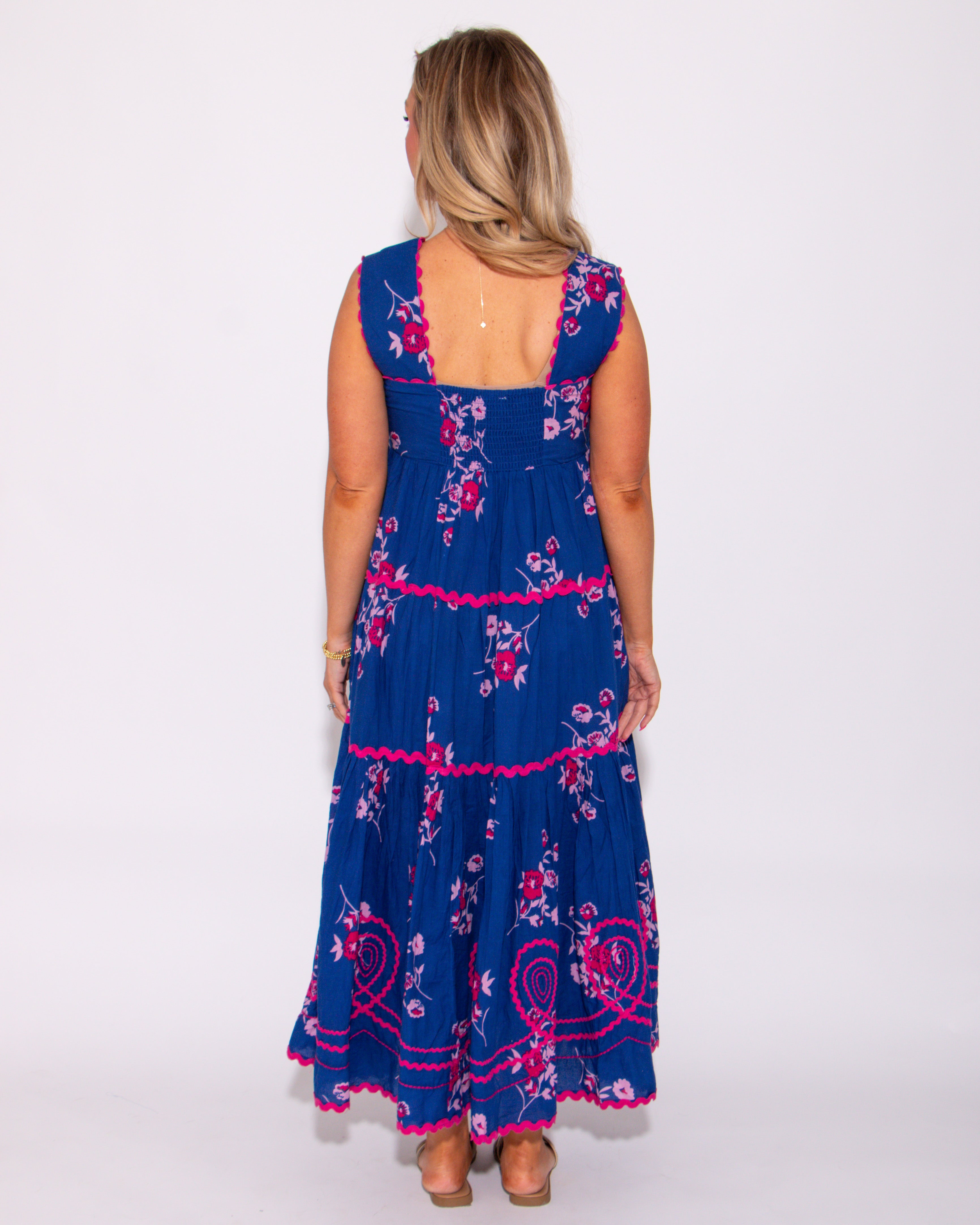 Ivy Jane | Blue Floral Tiered Midi Dress