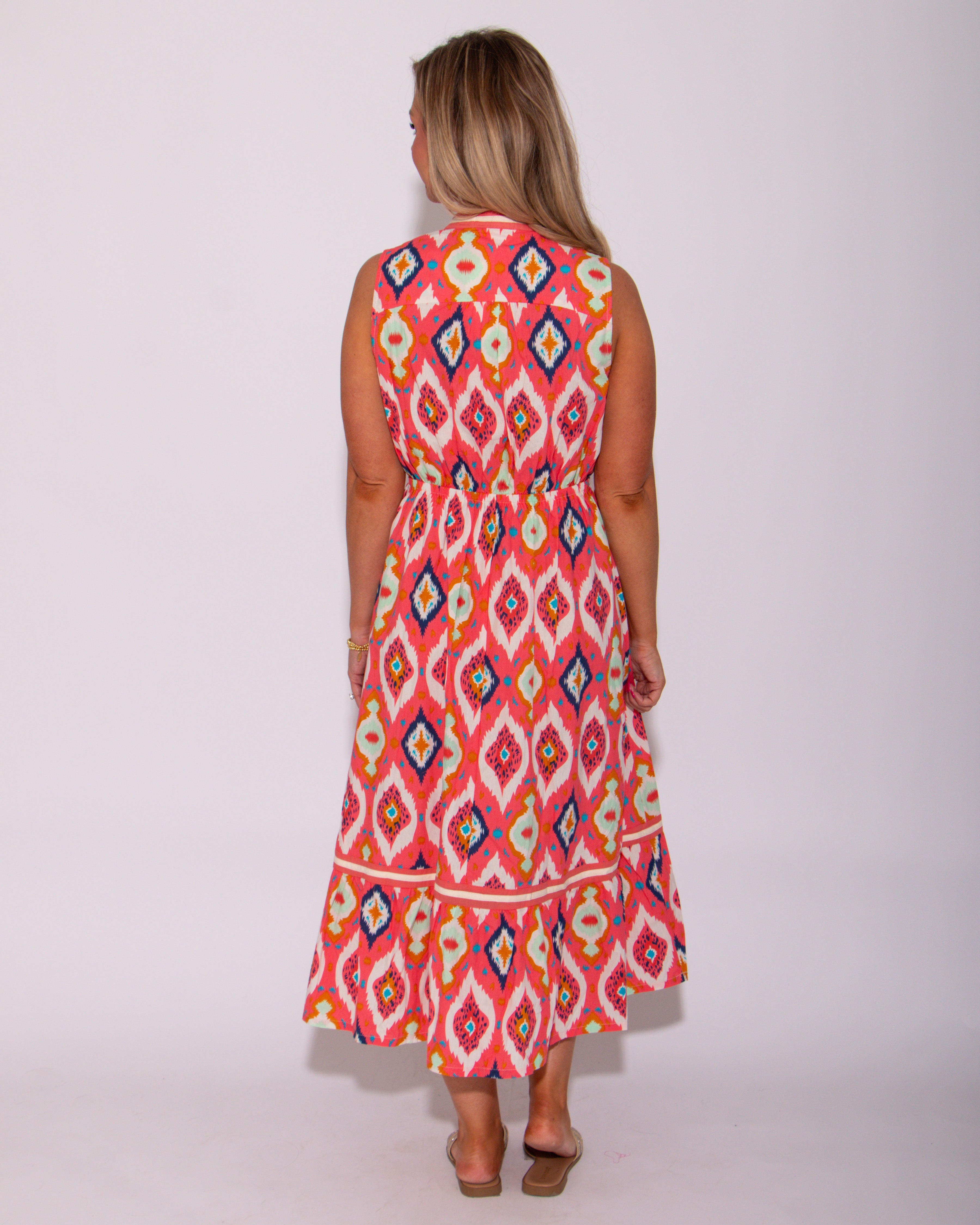 Abstract Print Sleeveless Dress