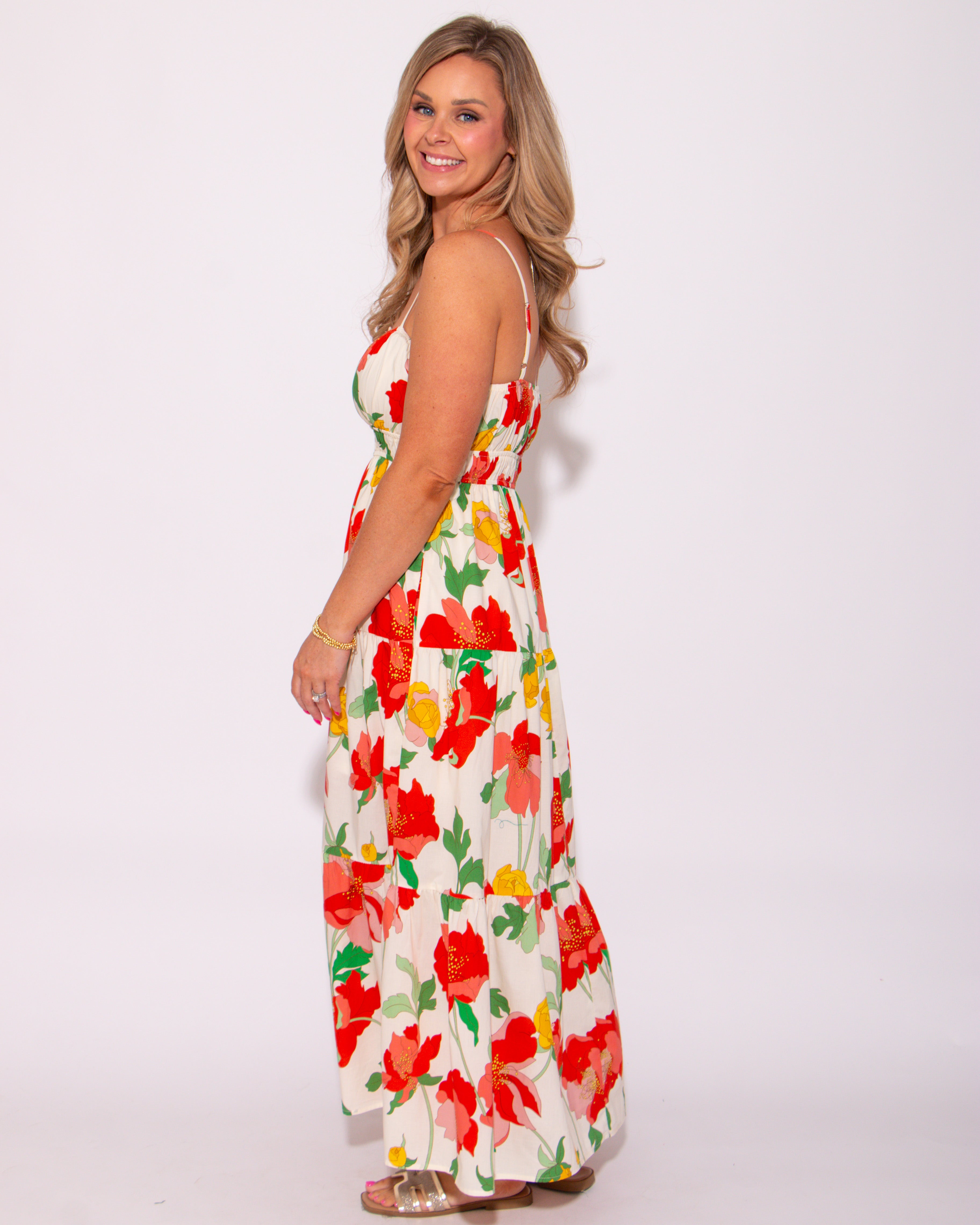 Blooming Grace Floral Print Midi Dress