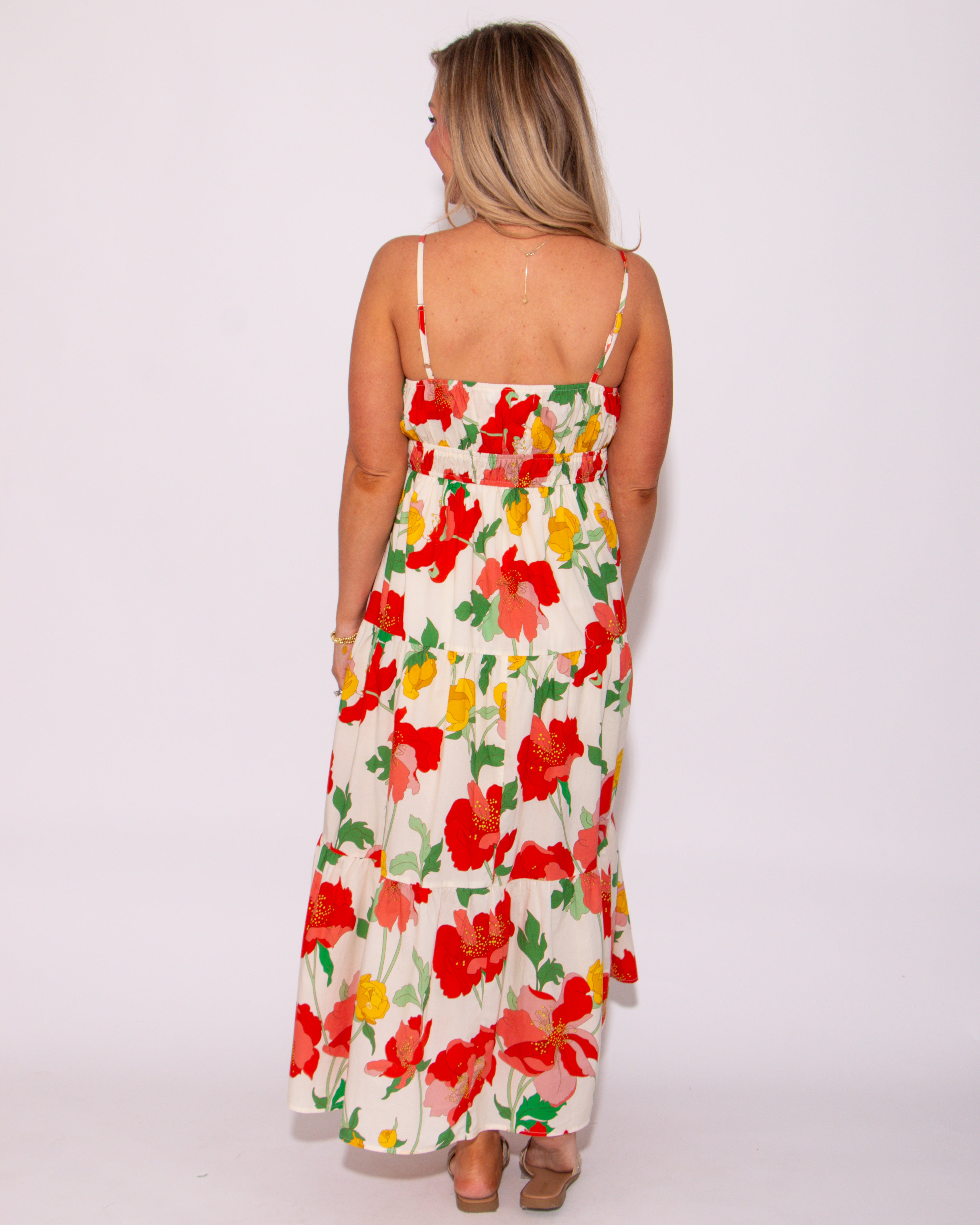 Blooming Grace Floral Print Midi Dress