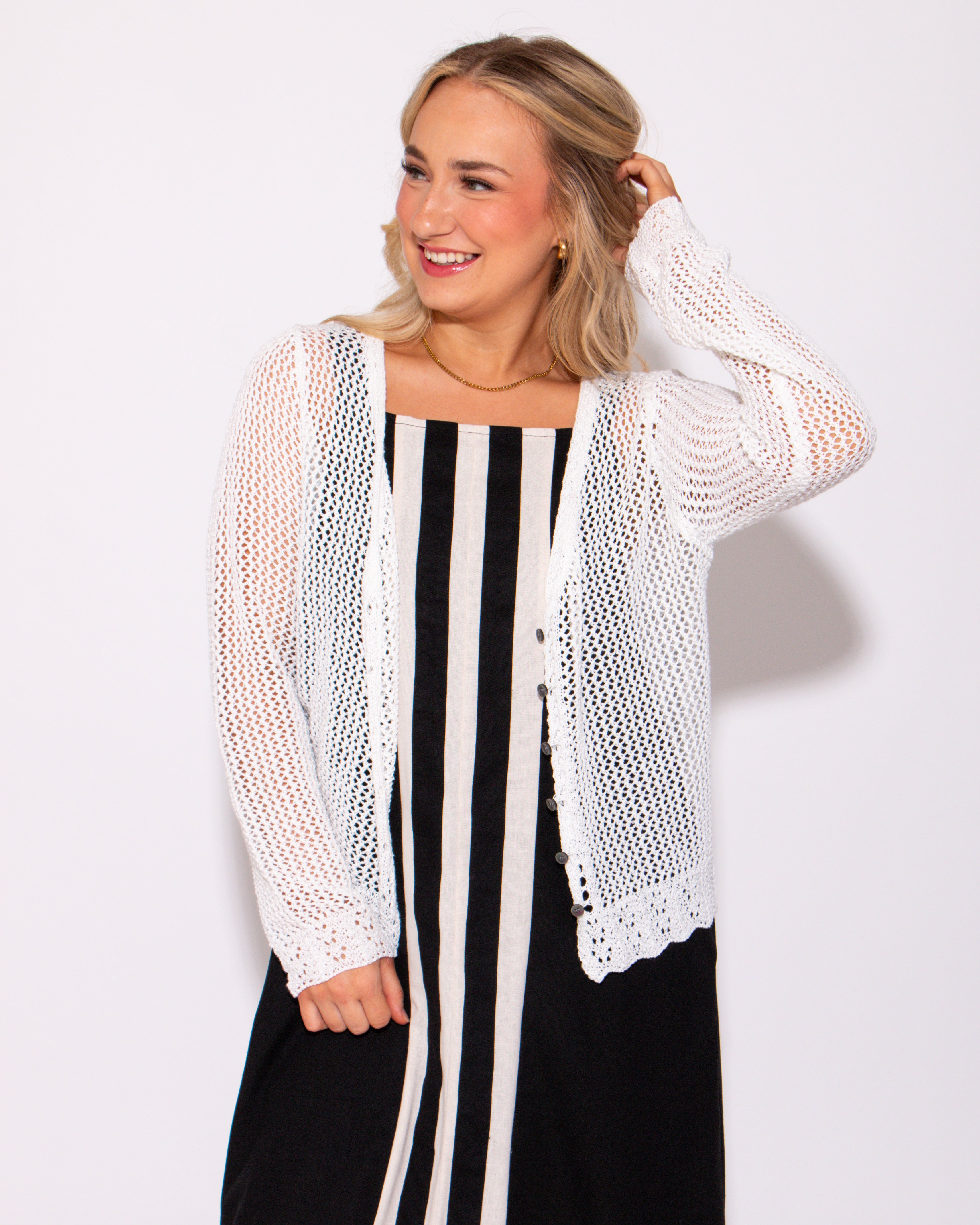White Petal Knit Cardigan