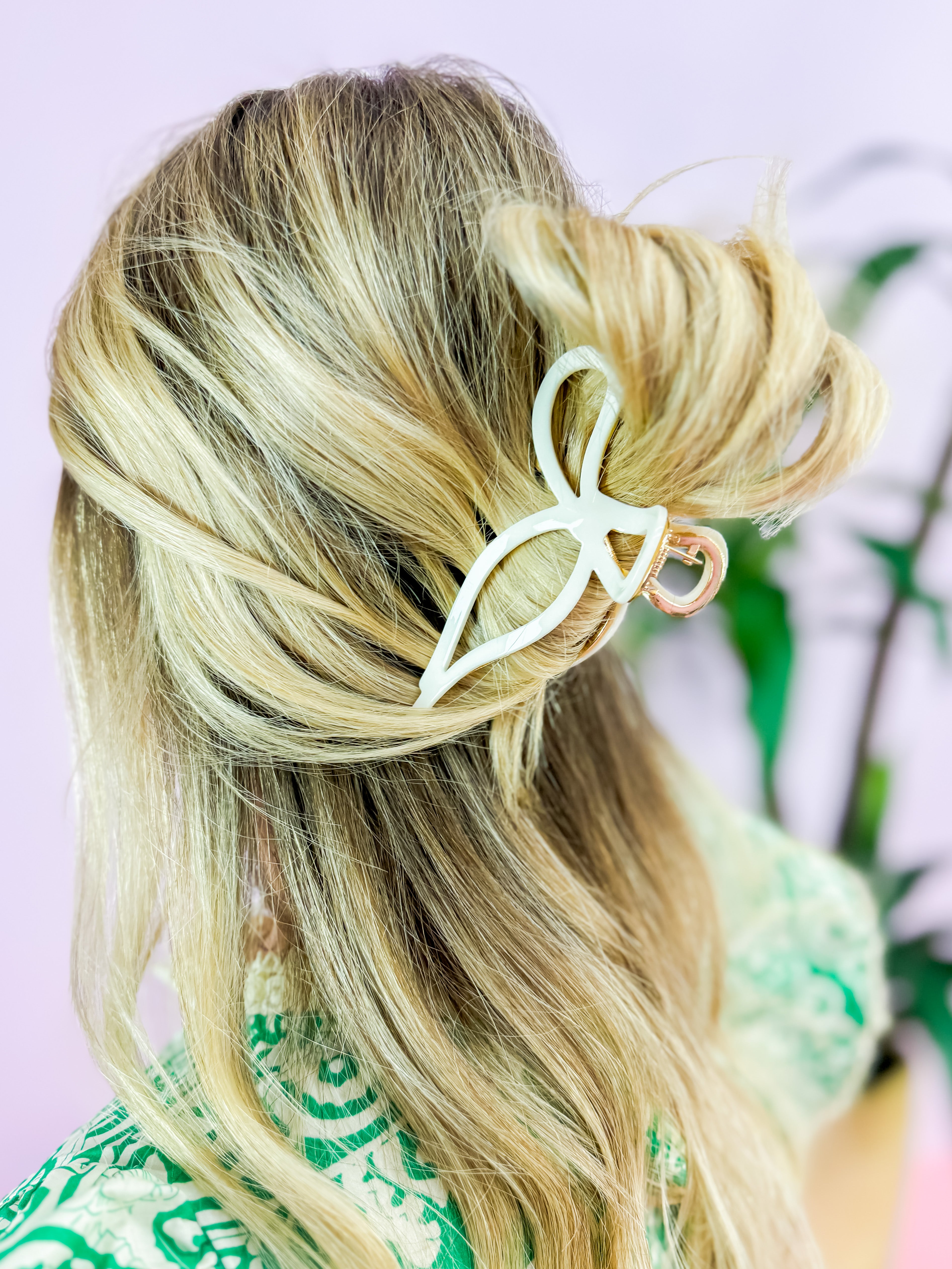 Large Bow Solid Color Hair Claw Clips