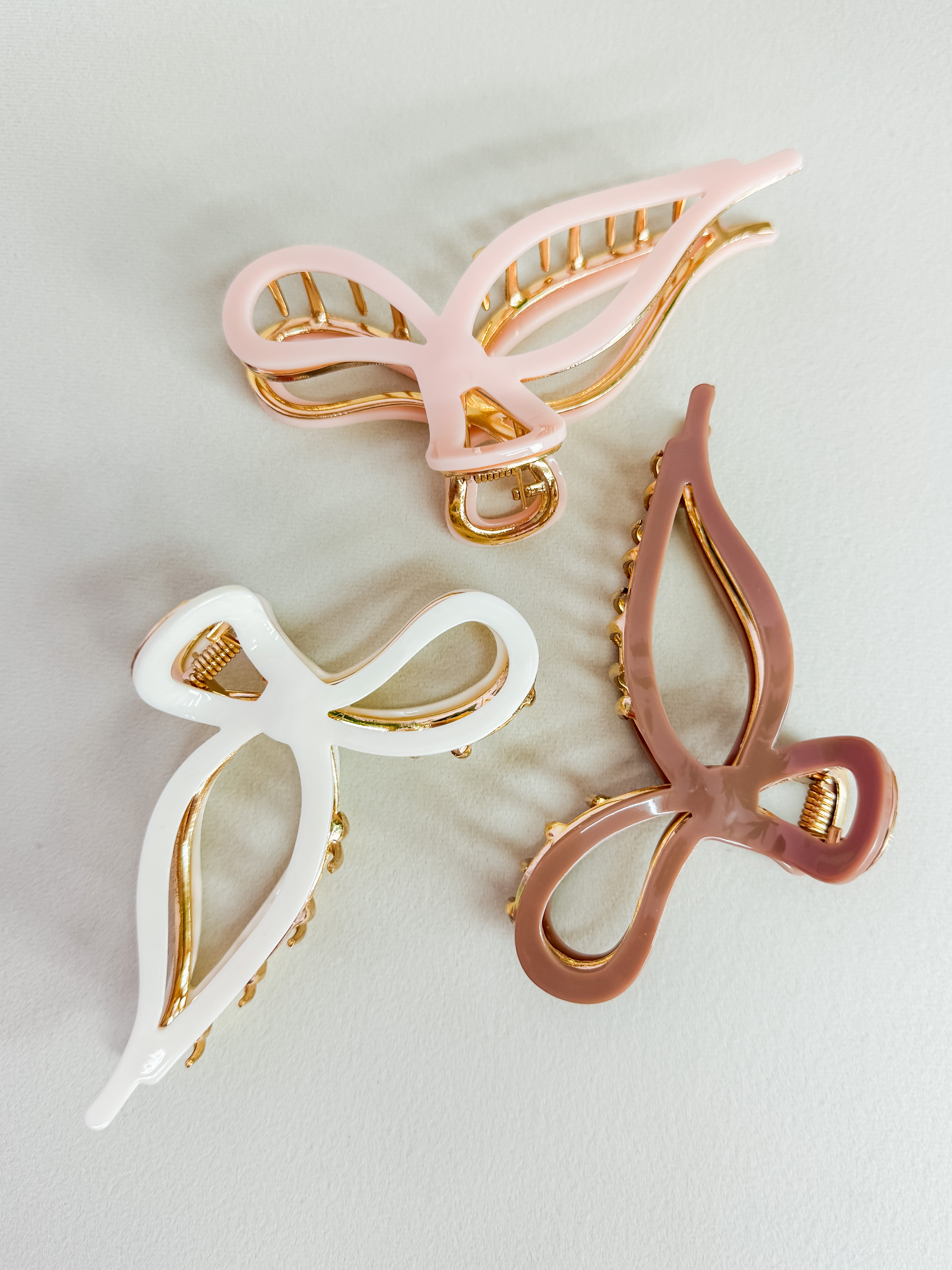 Large Bow Solid Color Hair Claw Clips