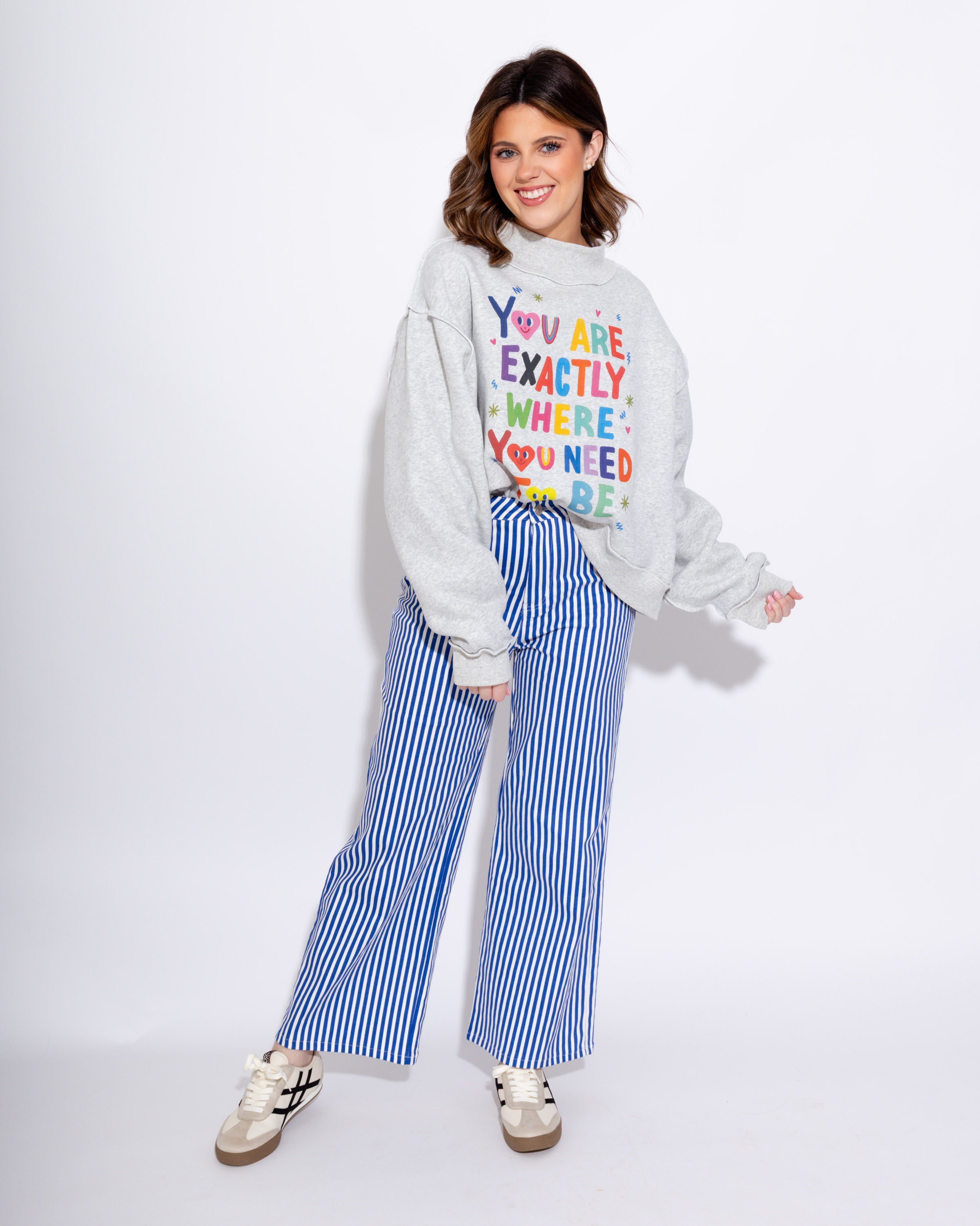 Reversible Graphic Mock-Neck Crop Sweatshirt