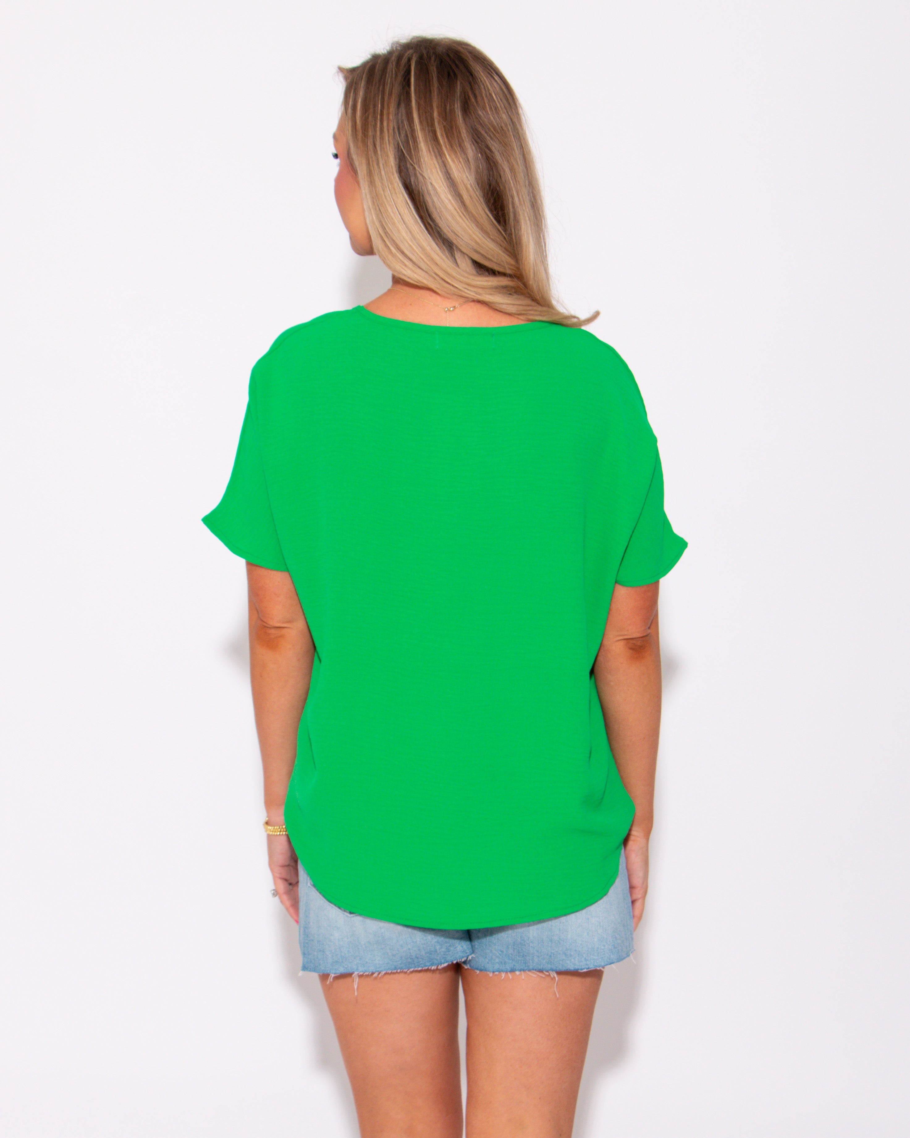 A Classic V Neck Top in Green