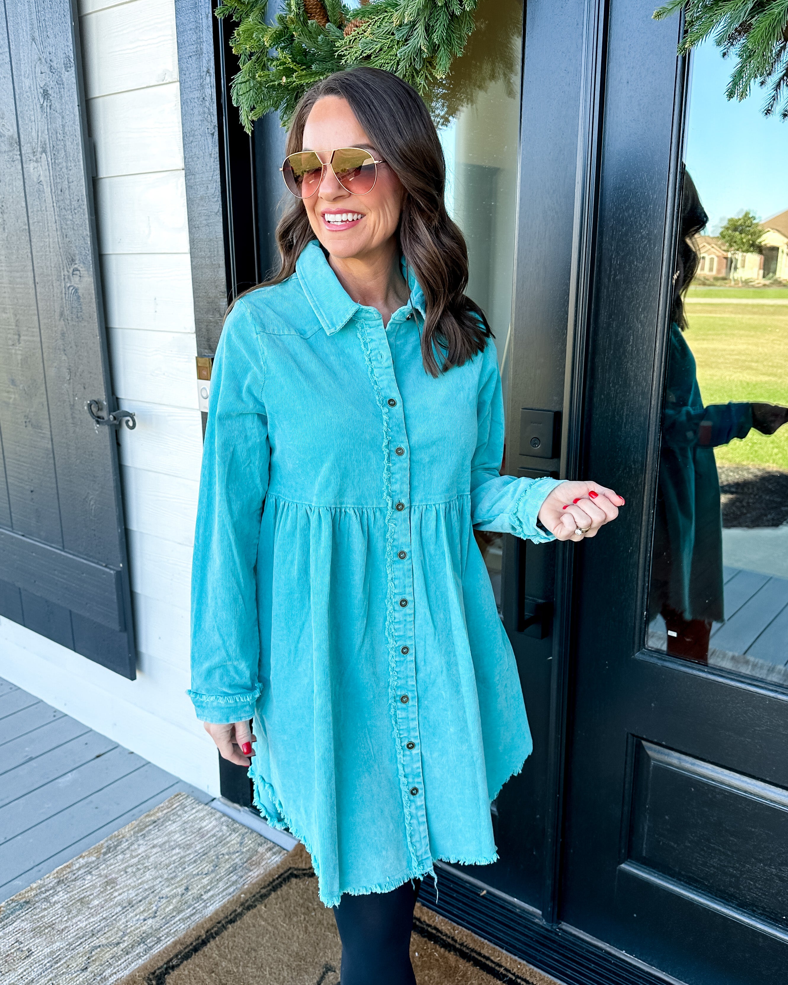 Tiered Button Down Dress in Frost