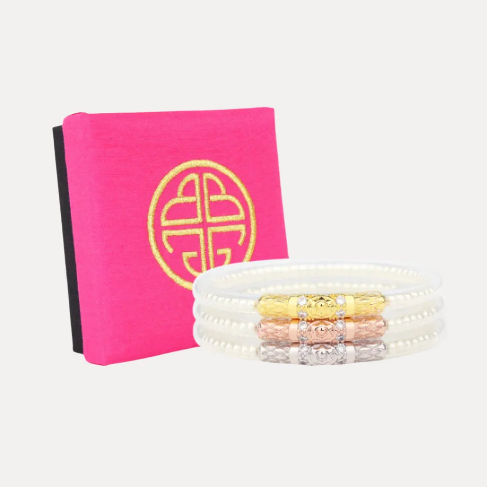 White Pearl Three Queens All Weather Bangles® (Set of 3)
