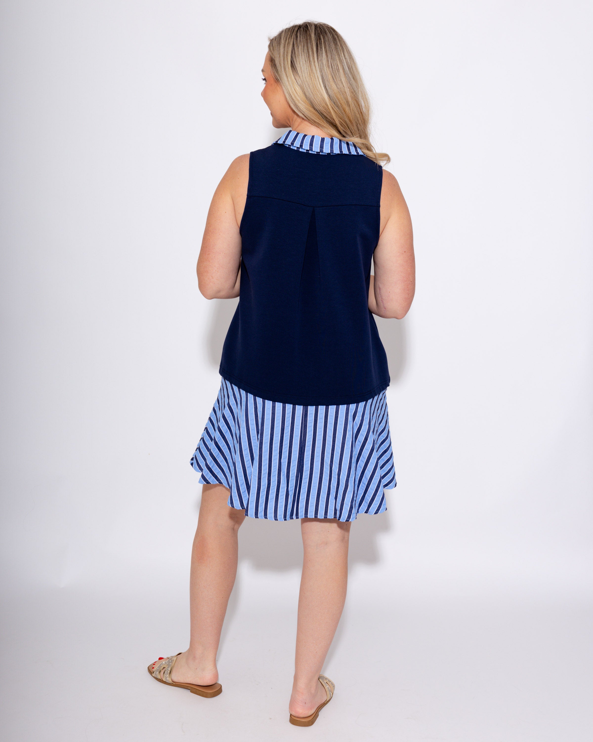 Navy Striped Charm Mini Dress