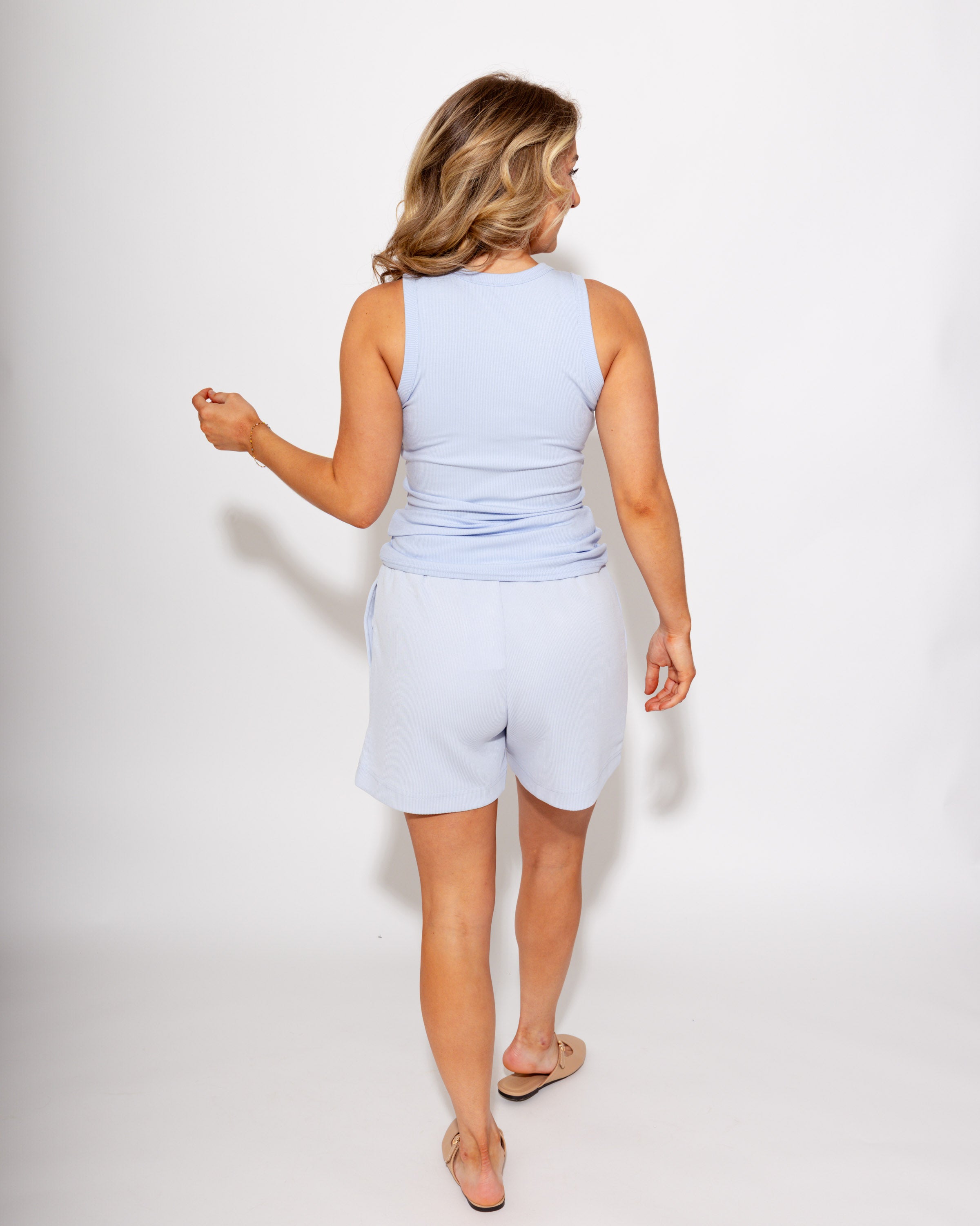 Essential Micro-ribbed Tank in Blue