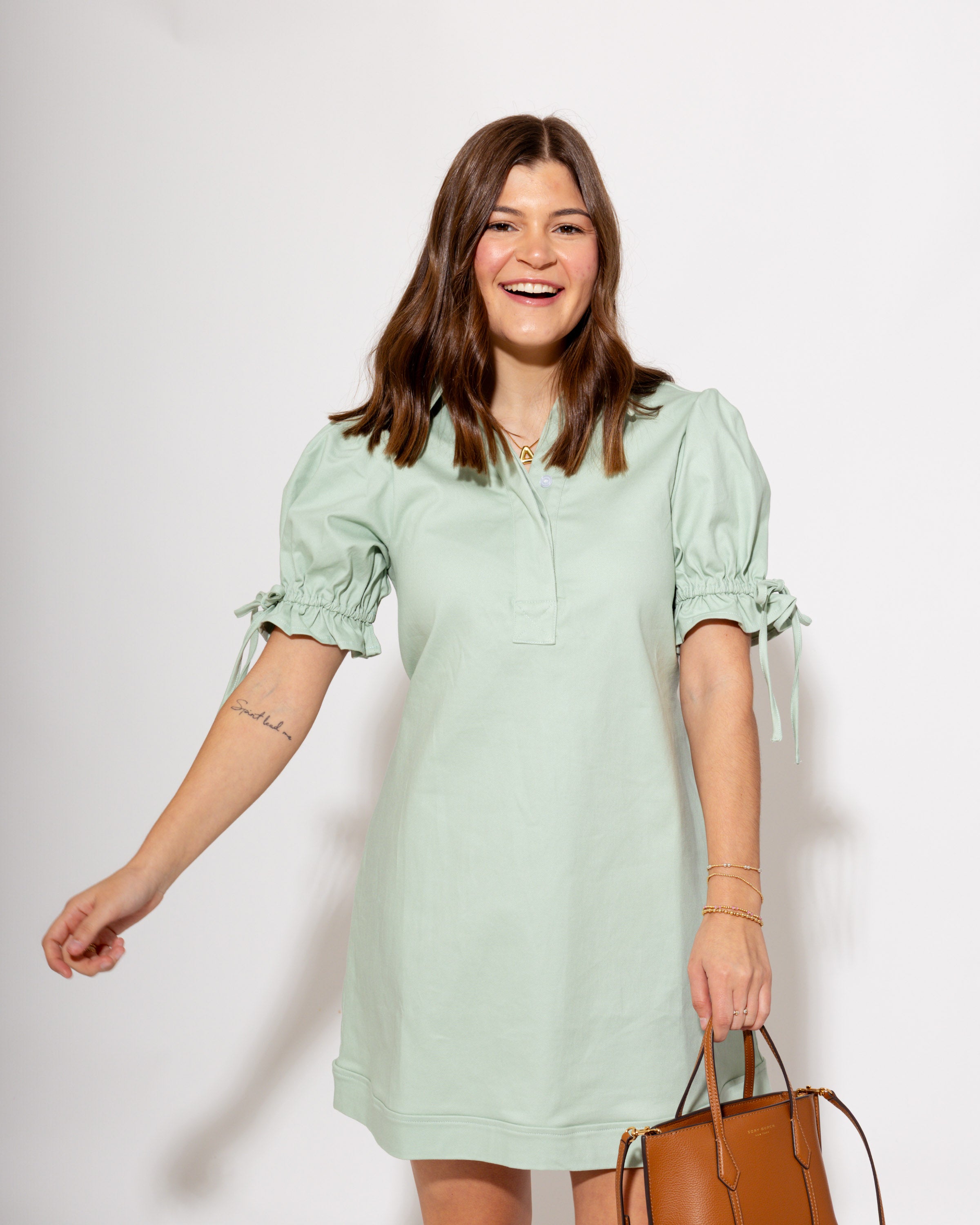 Tie Sleeve Collared Mini Dress