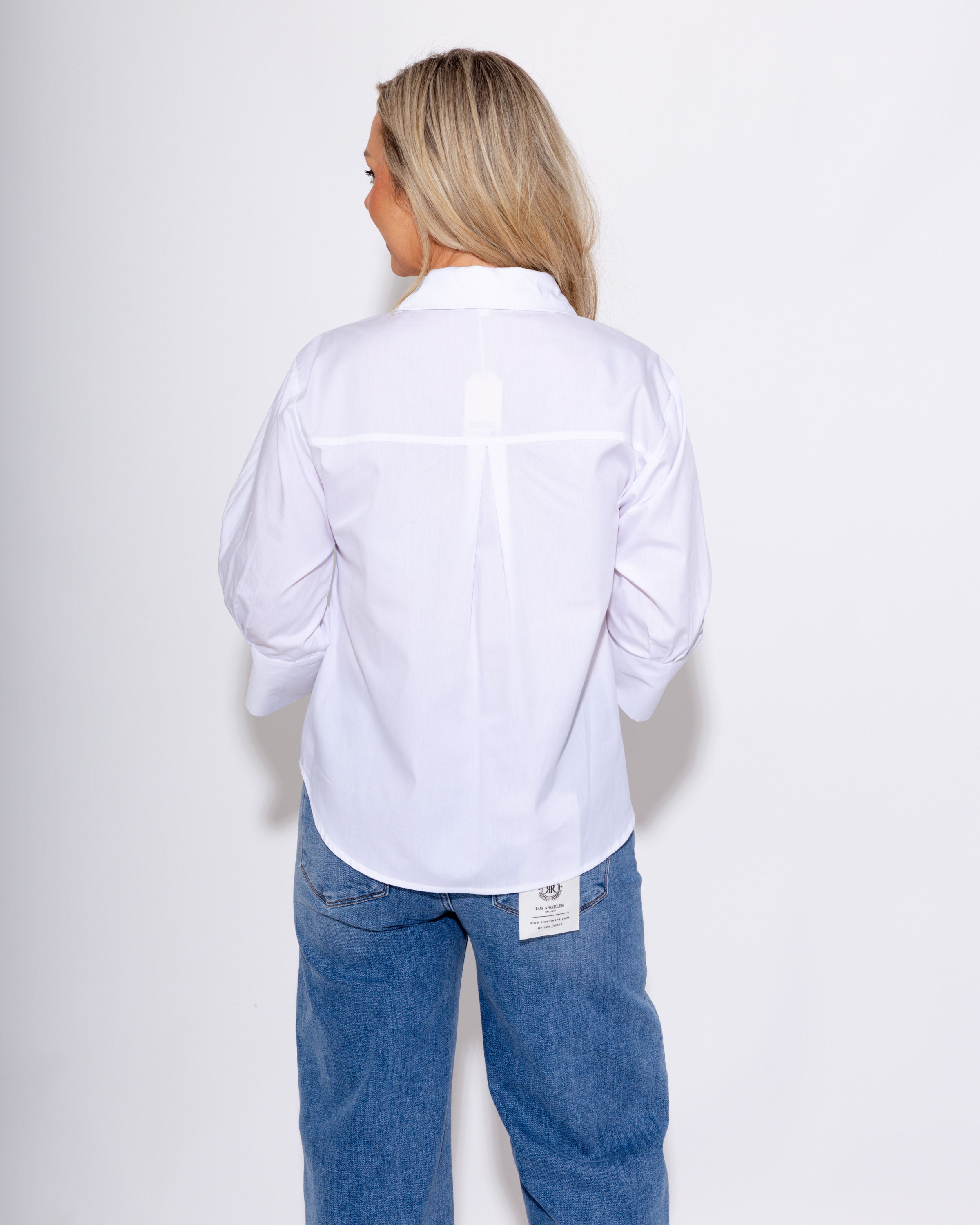 Pleat & Pearl Button Up Top